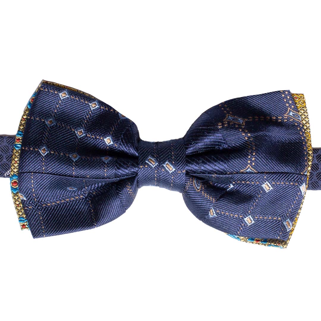 Papillon Uomo Patchwork di Seta Blu Fantasia Multicolor Made in Italy graffeo Cravatte