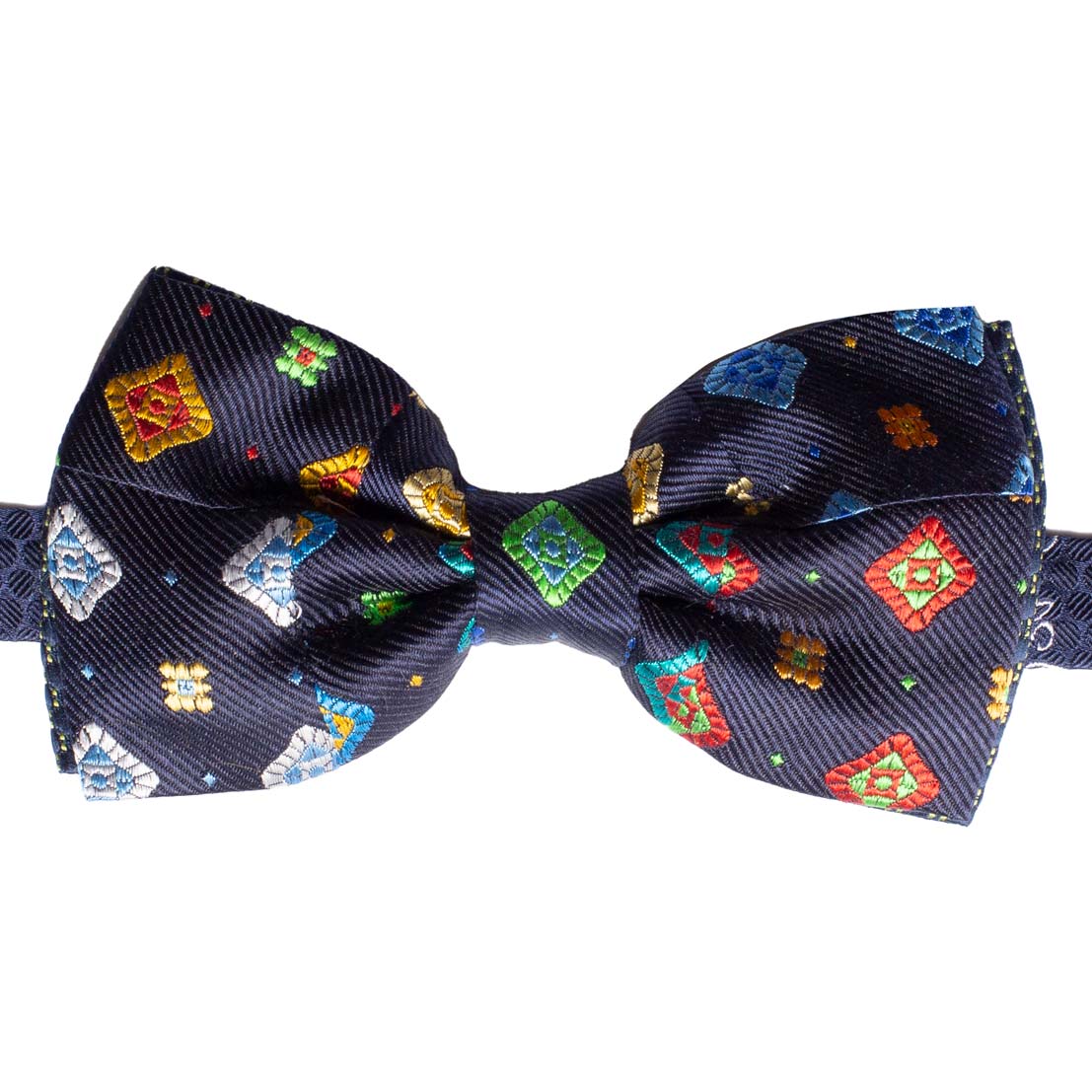 Papillon Uomo Patchwork di Seta Blu Fantasia Multicolor Made in Italy Graffeo Cravatte