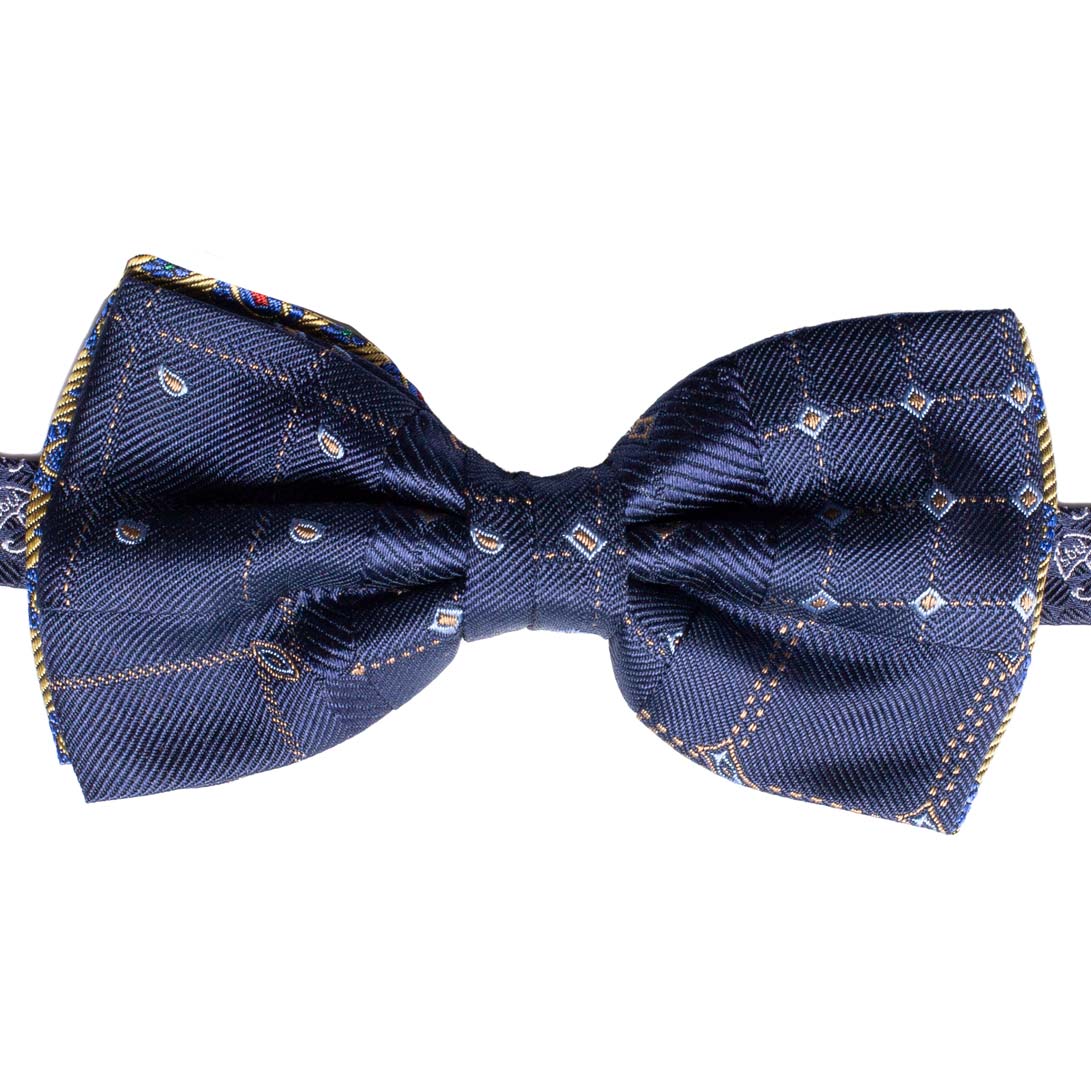 Papillon Uomo Patchwork di Seta Blu Fantasia Multicolor Made in Italy Graffeo Cravatte