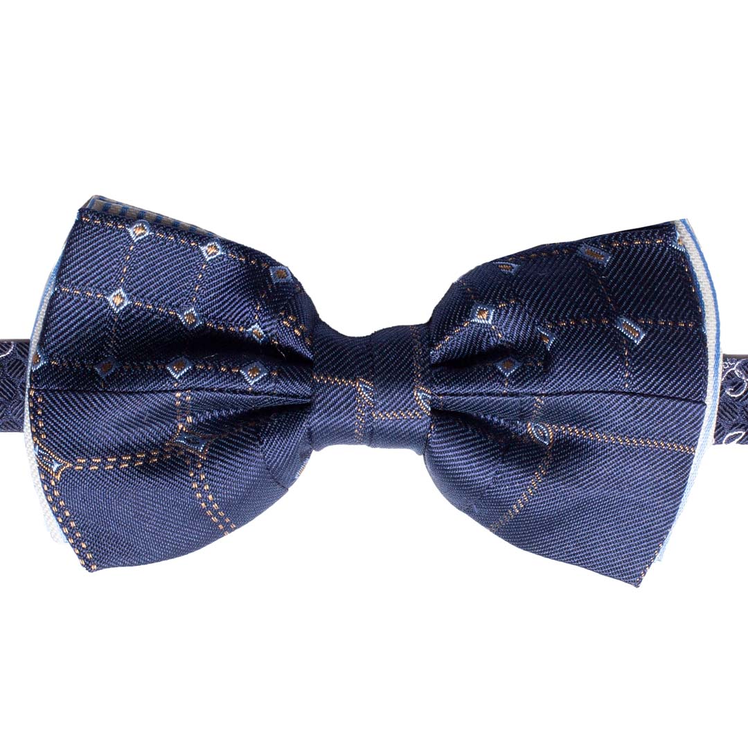 Papillon Uomo Patchwork di Seta Blu Fantasia Multicolor Made in Italy Graffeo Cravatte