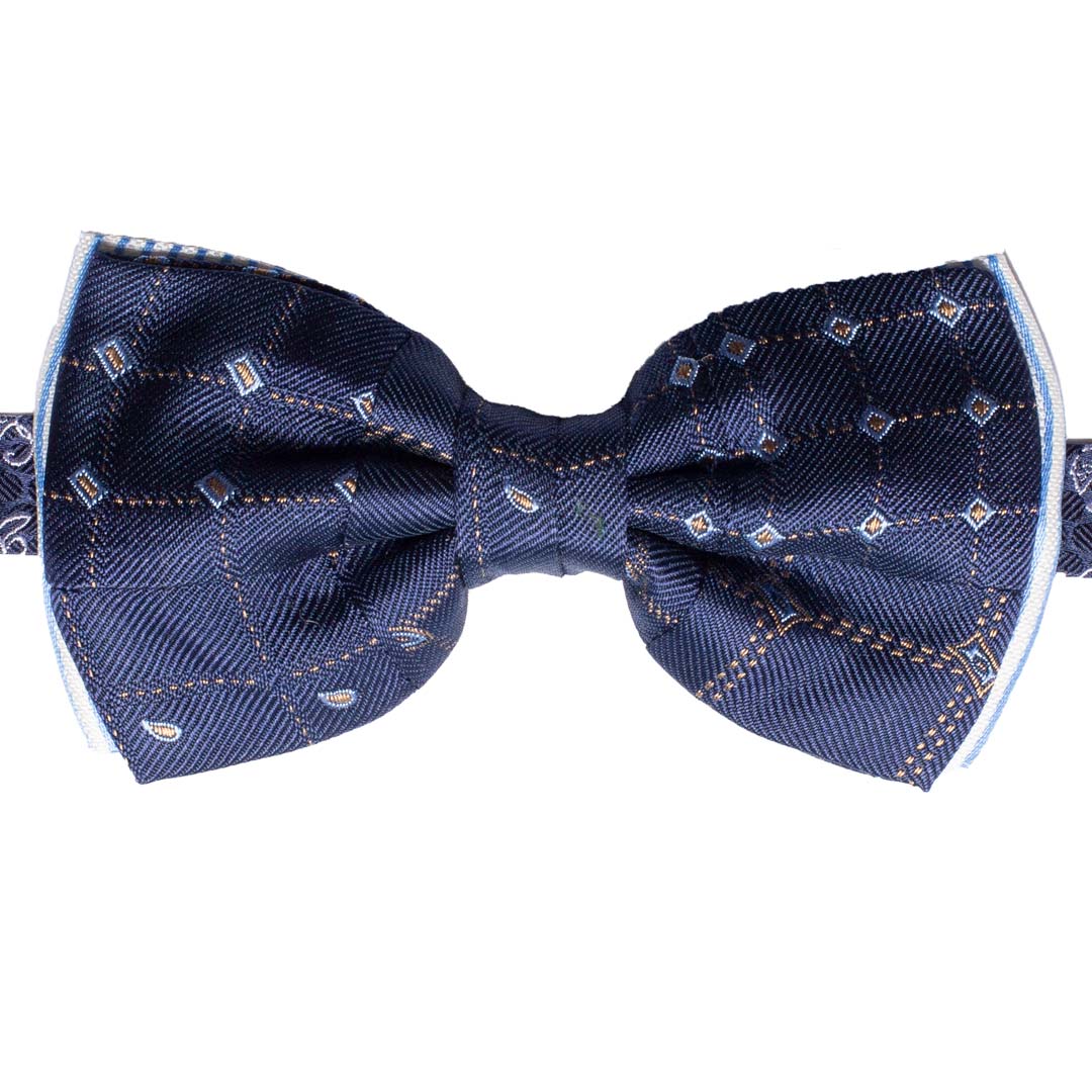 Papillon Uomo Patchwork di Seta Blu Fantasia Multicolor Made in Italy Graffeo Cravatte