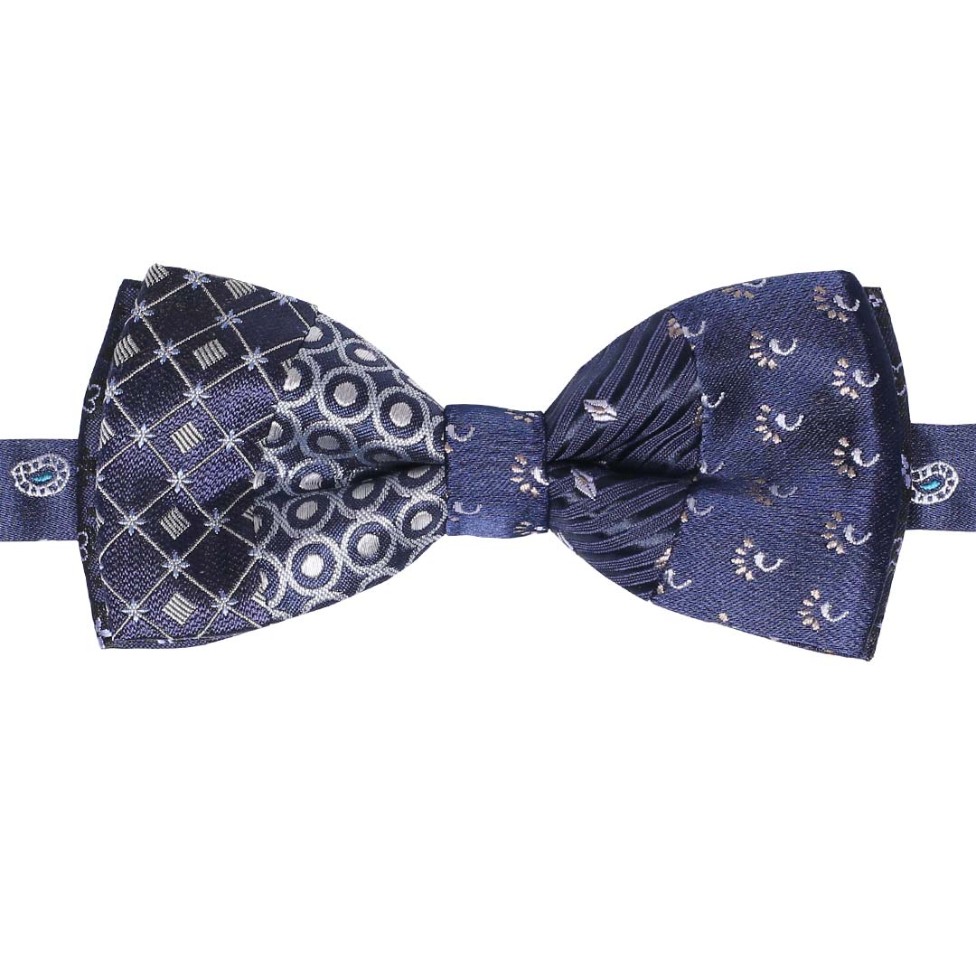 Papillon Uomo Patchwork di Seta Blu Made in Italy Graffeo Cravatte