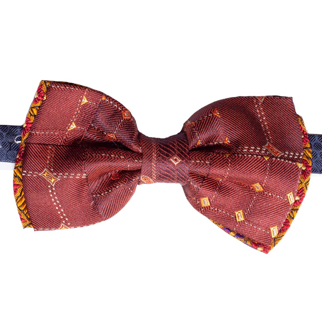 Papillon Uomo Patchwork di Seta Bordeaux Fantasia Multicolor Made in Italy Graffeo Cravatte