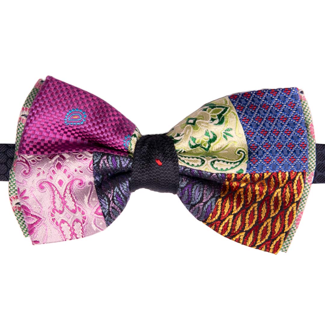 Papillon Uomo Patchwork di Seta Fantasia Multicolor Made in Italy Graffeo Cravatte