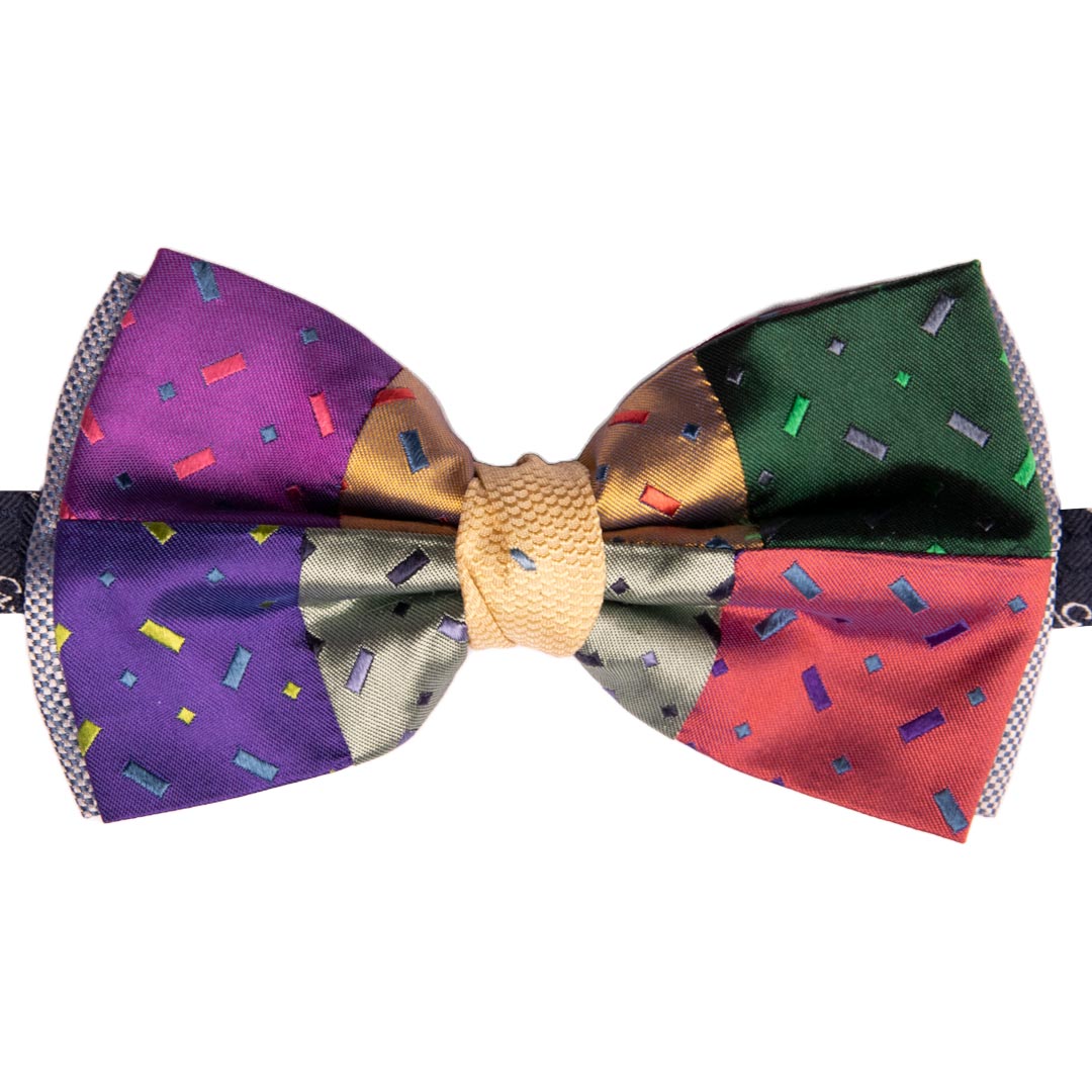 Papillon Uomo Patchwork di Seta Fantasia Multicolor Made in italy Graffeo Cravatte