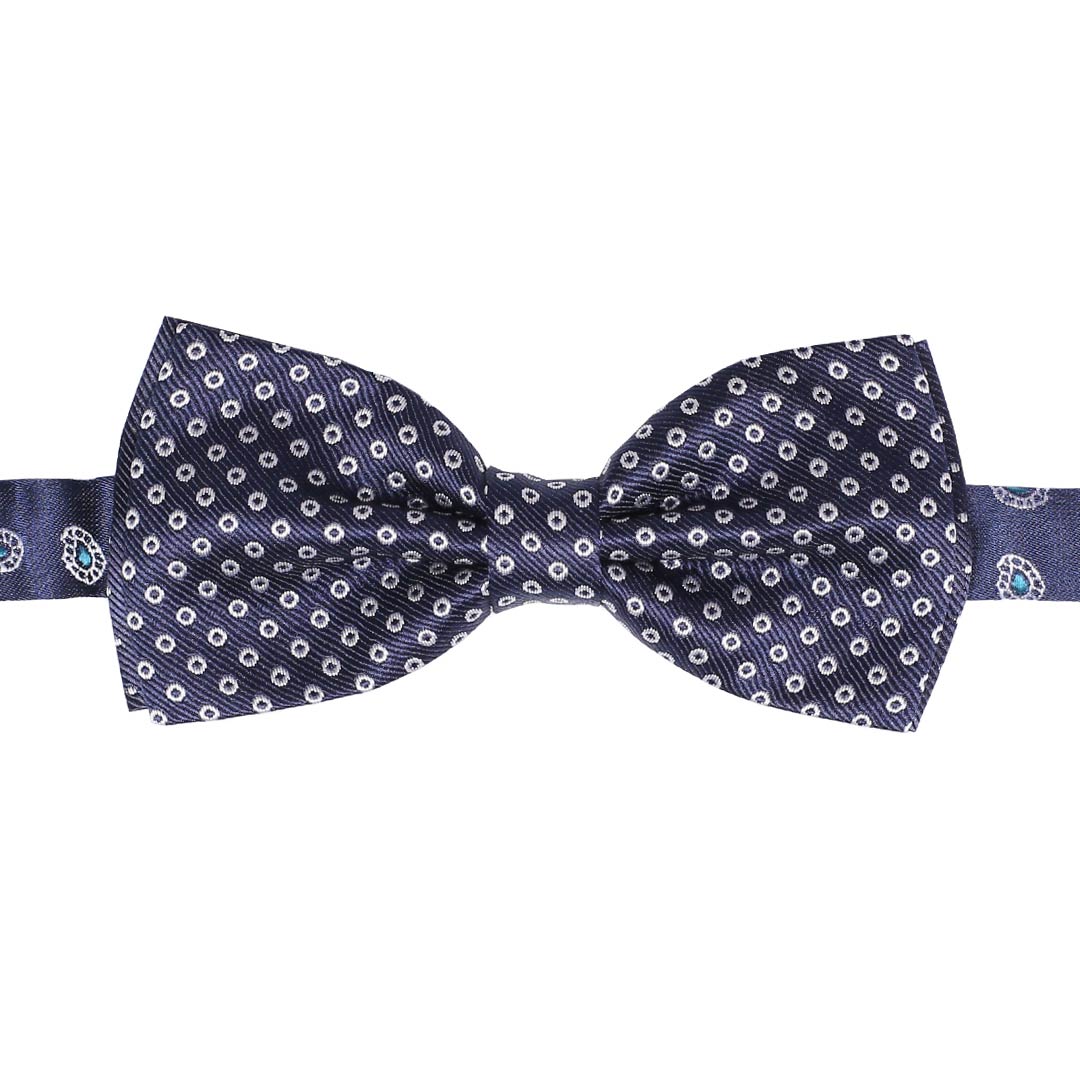 Papillon Uomo da Cerimonia di Seta Blu Fantasia Bianca Made in Italy Graffeo Cravatte