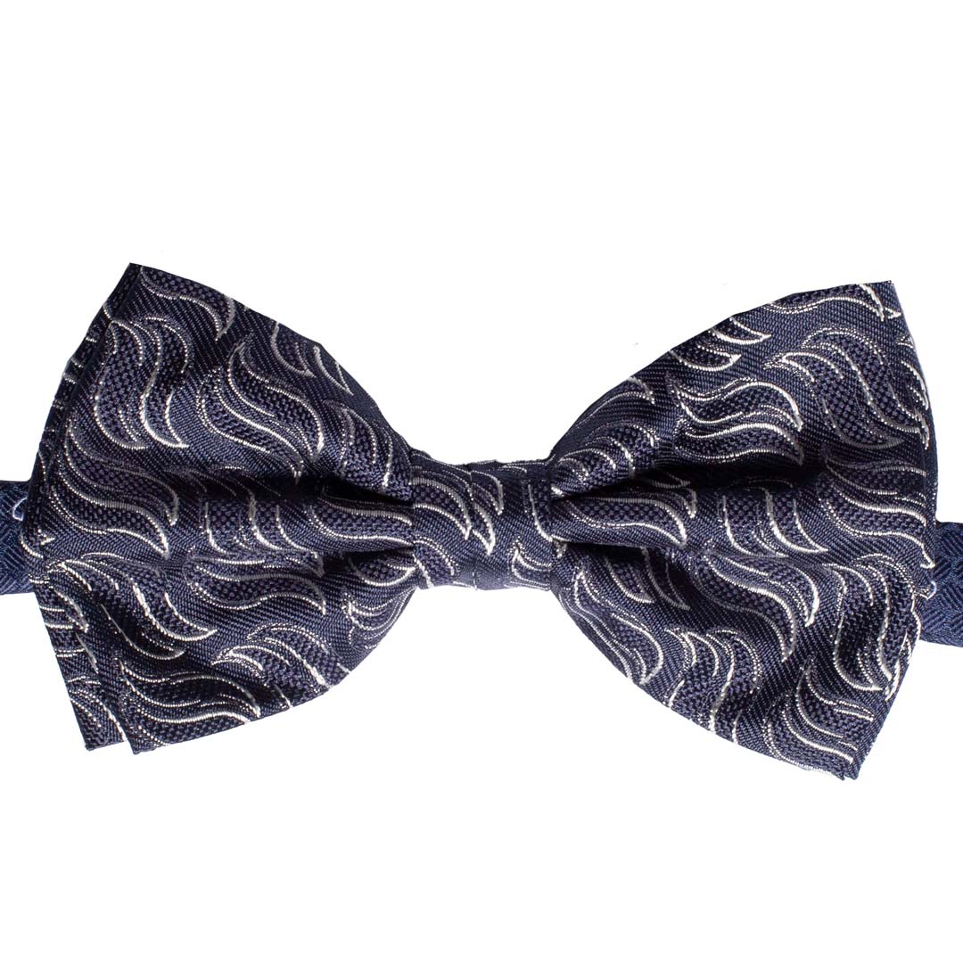 Papillon Uomo da Cerimonia di Seta Blu Fantasia Grigio Argento Made in Italy Graffeo Cravatte