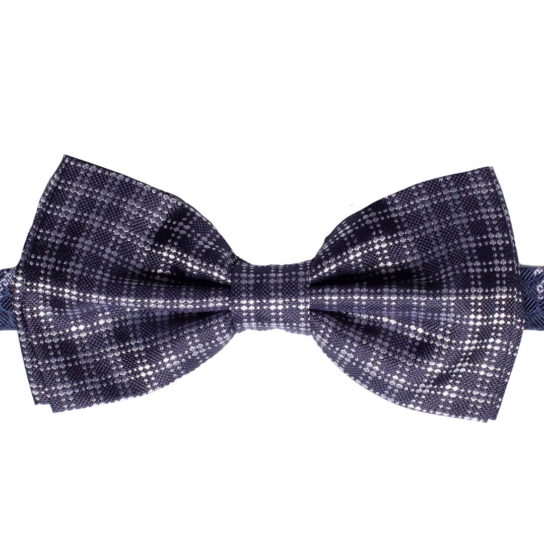 Papillon Uomo da Cerimonia di Seta Blu Fantasia Grigio Argento Made in Italy Graffeo Cravatte