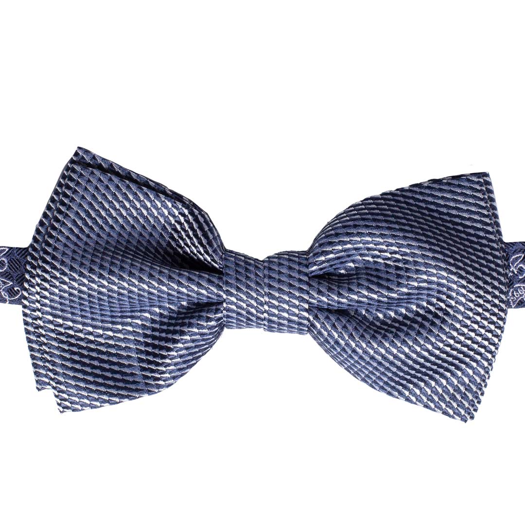Papillon Uomo da Cerimonia di Seta Blu Fantasia Grigio Argento Made in Italy Graffeo Cravatte