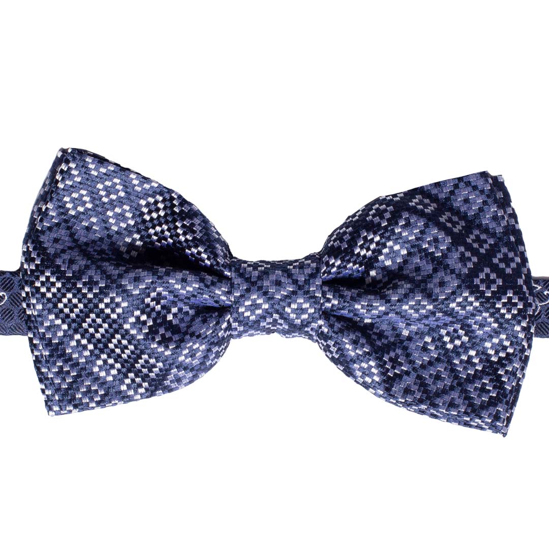 Papillon Uomo da Cerimonia di Seta Blu Fantasia Grigio Argento Made in Italy Graffeo Cravatte