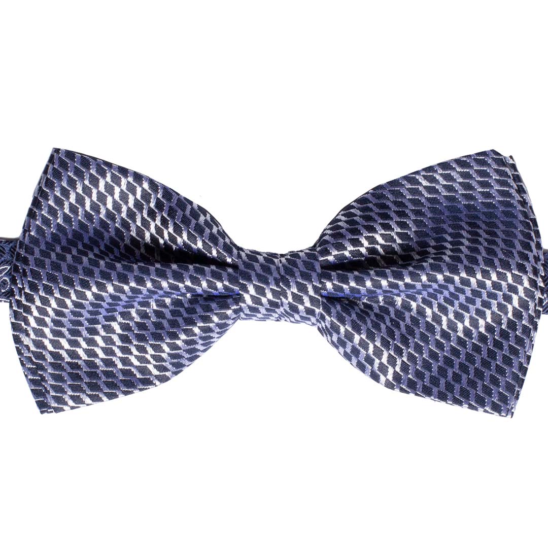 Papillon Uomo da Cerimonia di Seta Blu Fantasia Grigio Argento Made in Italy Graffeo Cravatte