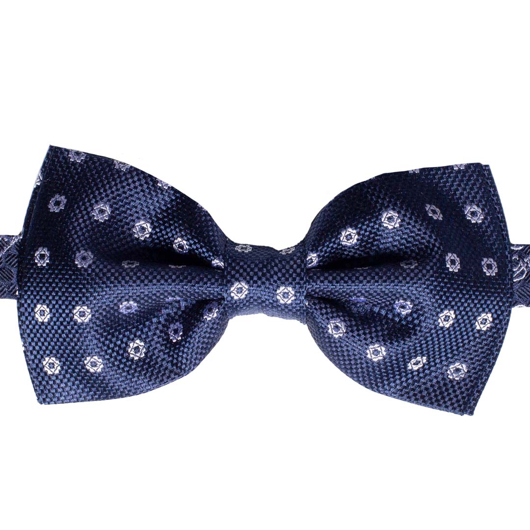 Papillon Uomo da Cerimonia di Seta Blu Fantasia Grigio Argento Made in Italy Graffeo Cravatte