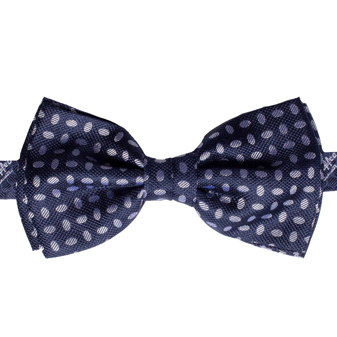 Papillon Uomo da Cerimonia di Seta Blu Fantasia Grigio Argento Made in Italy Graffeo Cravatte