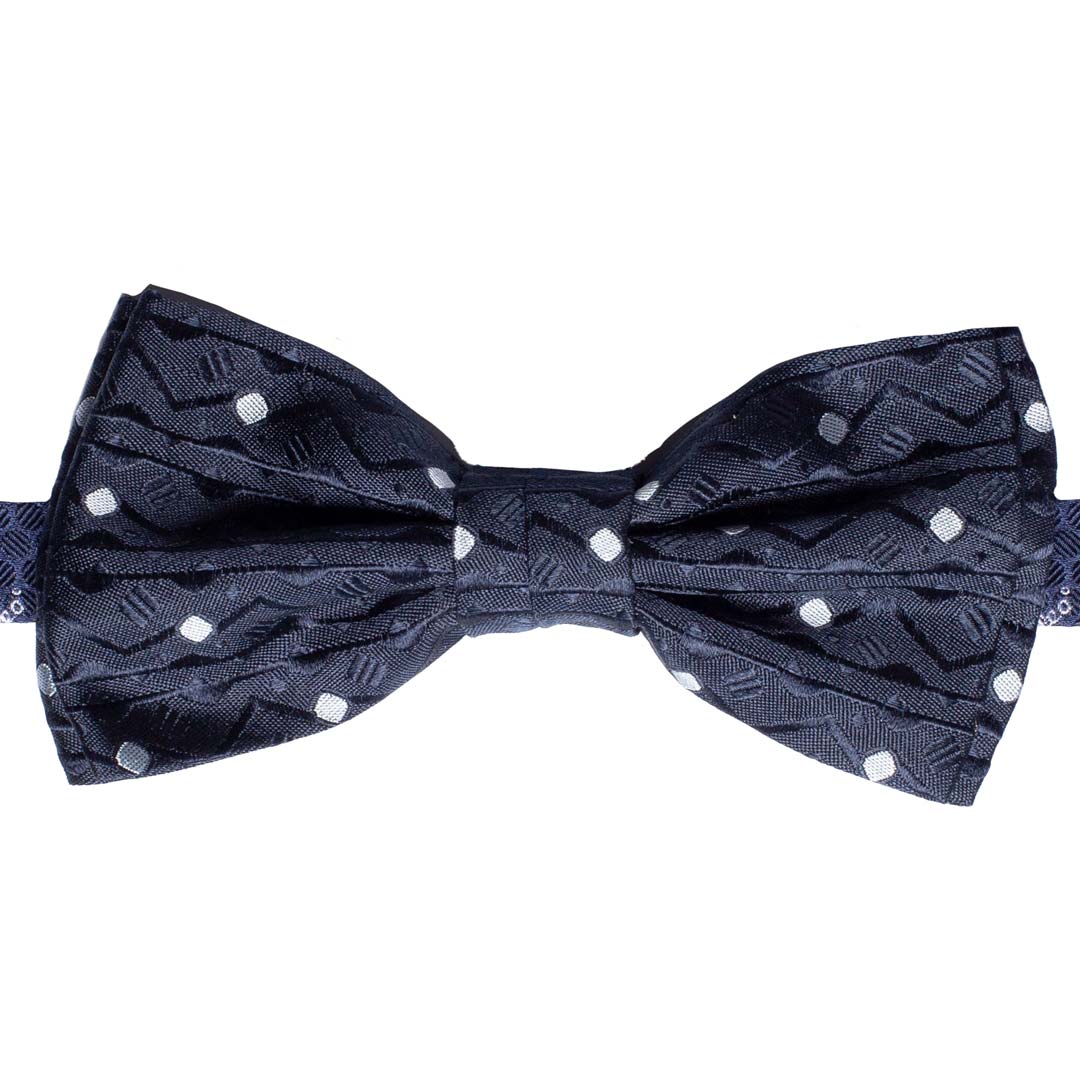 Papillon Uomo da Cerimonia di Seta Blu Fantasia Tono su Tono Grigio Argento Made in Italy Graffeo Cravatte