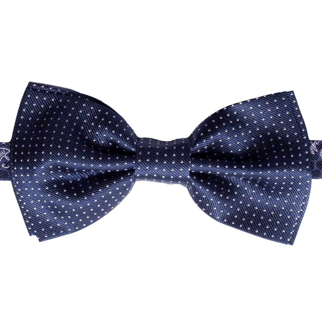 Papillon Uomo da Cerimonia di Seta Blu Navy Punto a Spillo Bianco Made in Italy Graffeo Cravatte