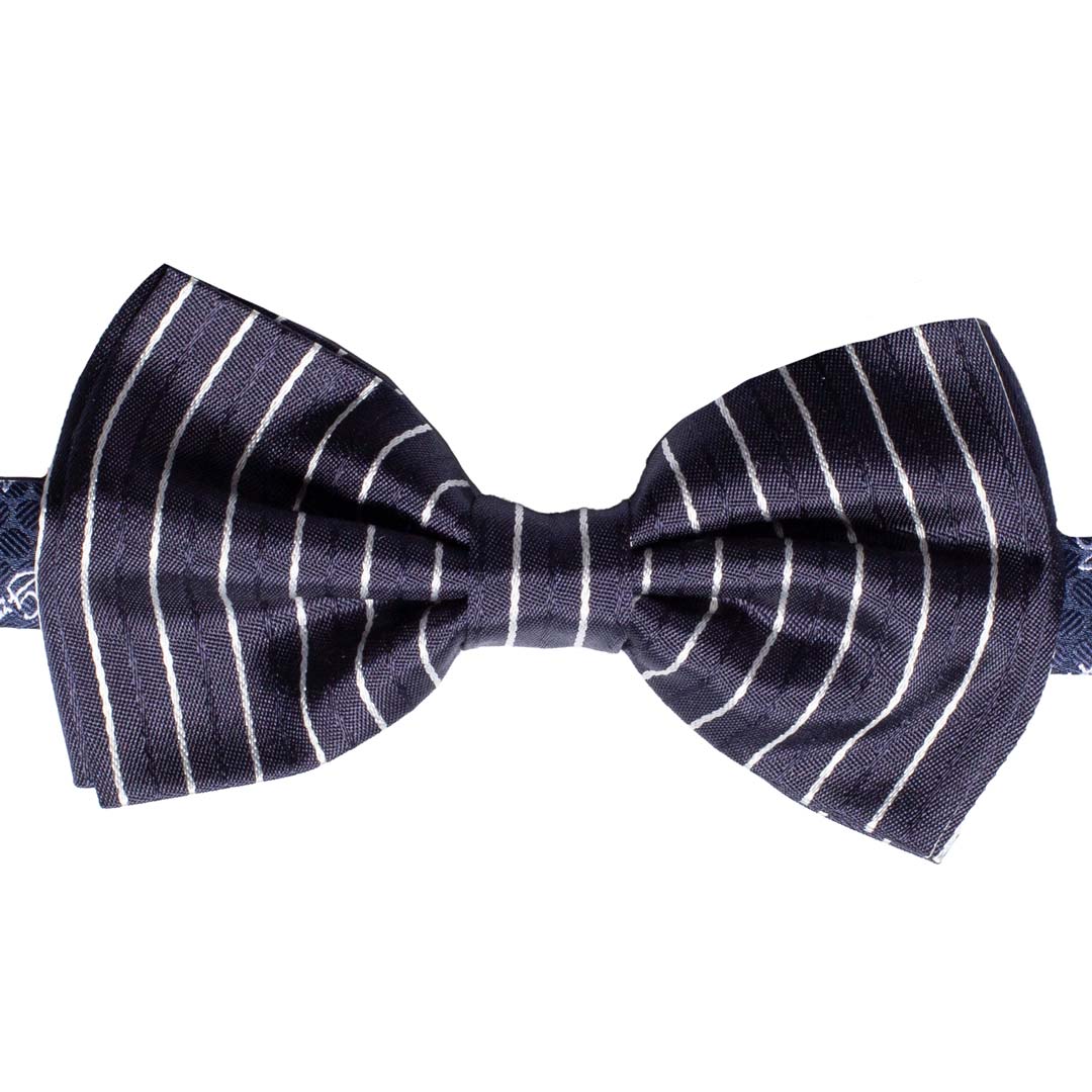 Papillon Uomo da Cerimonia di Seta Blu con Righe Bianche Made in Italy Graffeo Cravatte