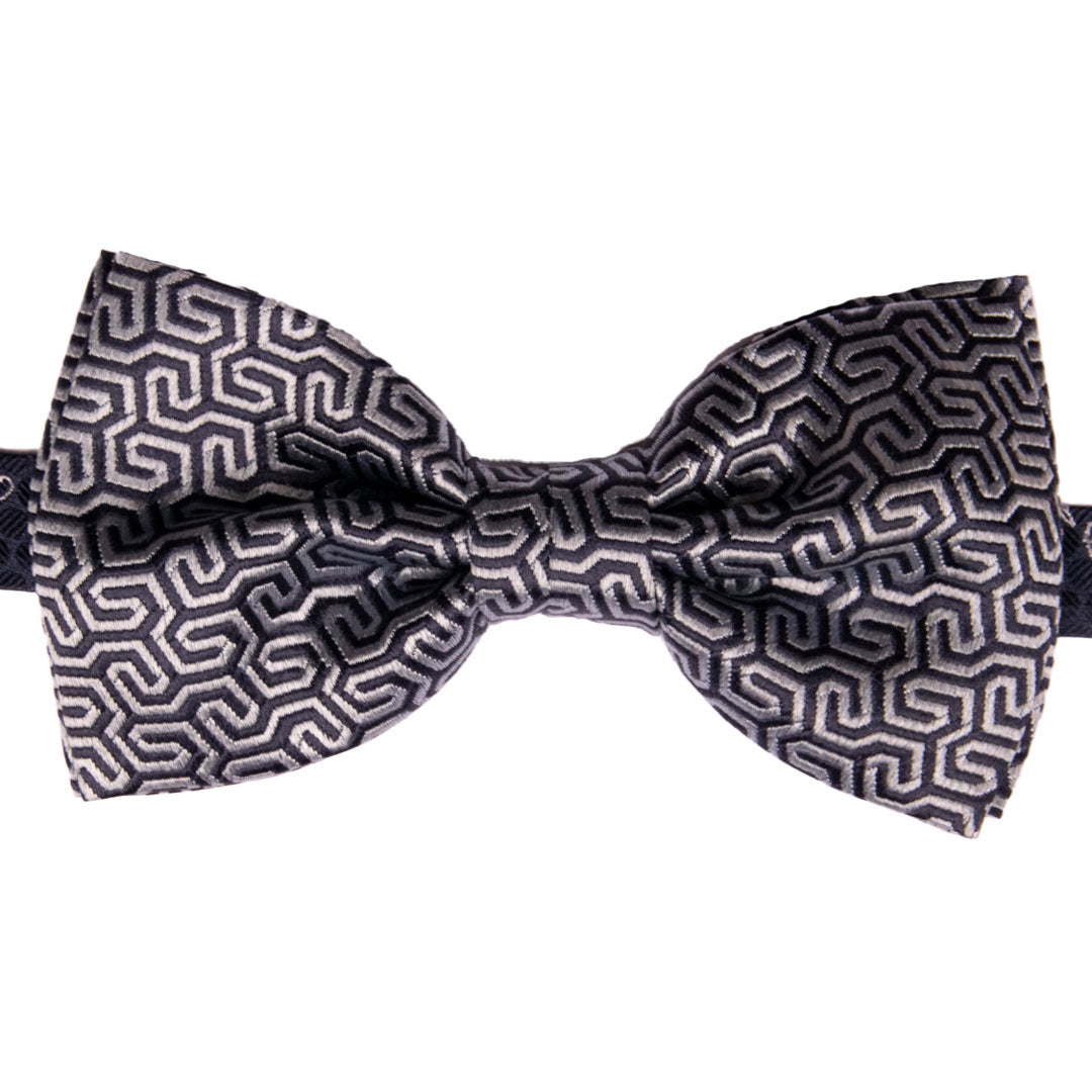 Papillon Uomo da Cerimonia di Seta Fantasia Blu Grigio Argento Made in Italy Graffeo Cravatte