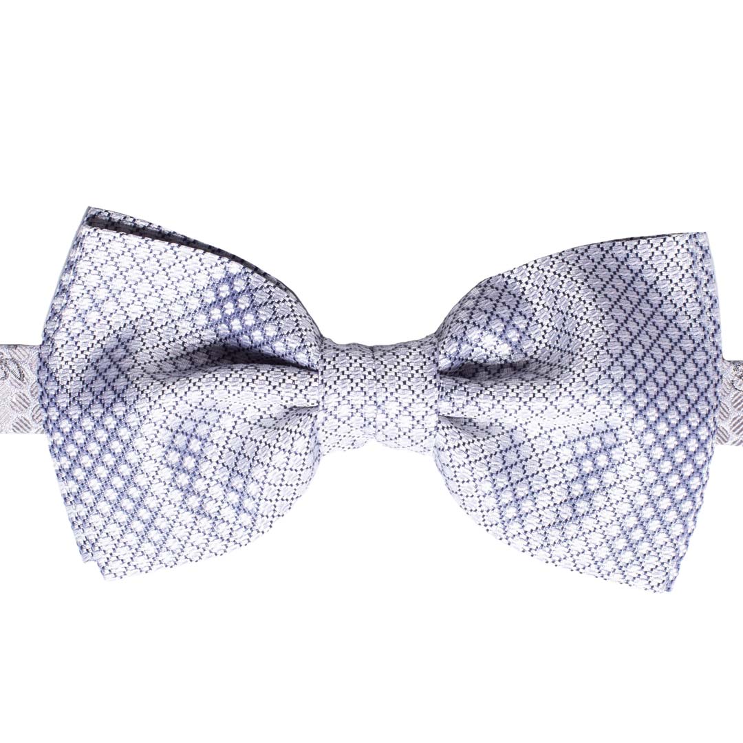 Papillon Uomo da Cerimonia di Seta Fantasia Grigio Argento Blu Made in Italy Graffeo Cravatte