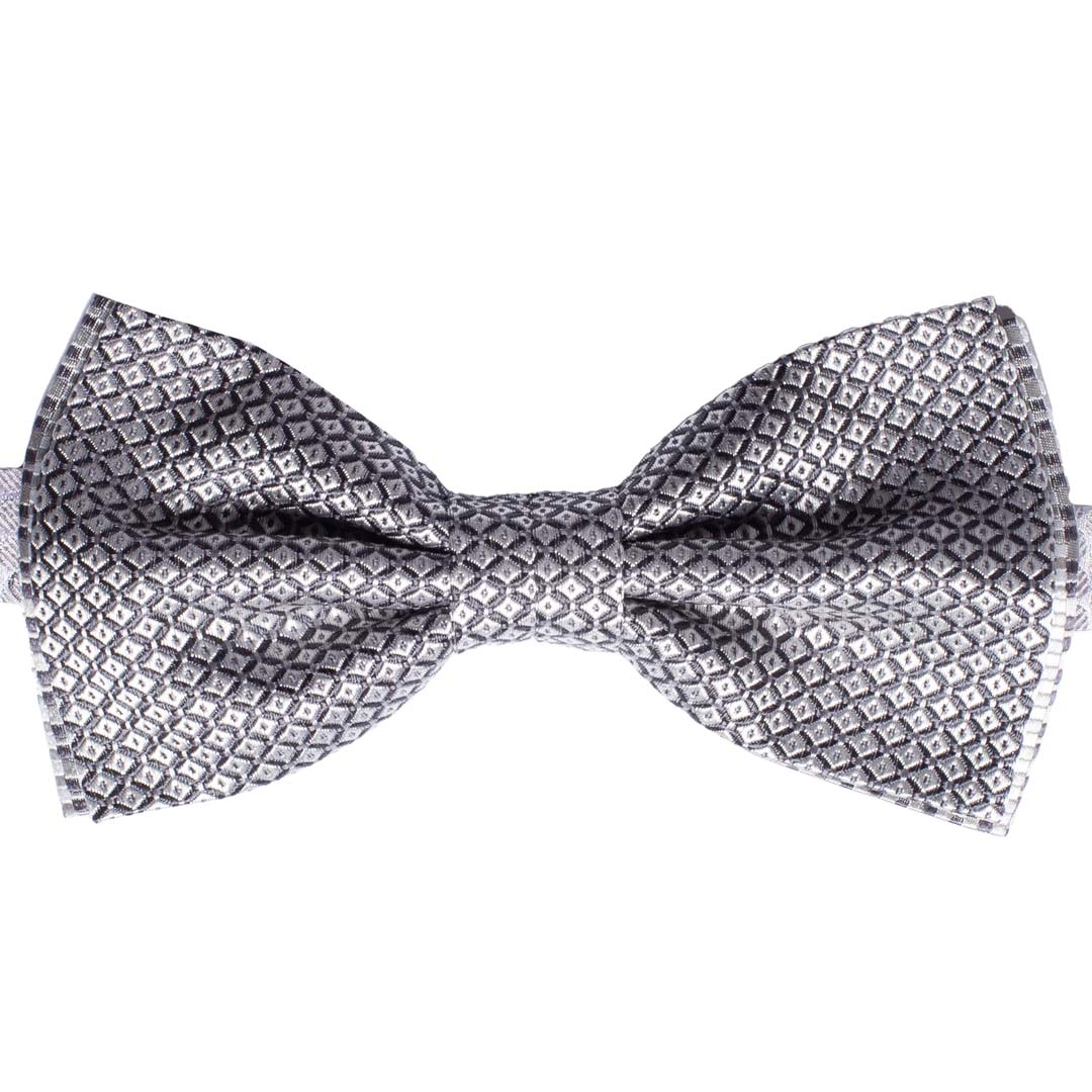 Papillon Uomo da Cerimonia di Seta Fantasia Grigio Argento Grigio Scuro Made in Italy Graffeo Cravatte
