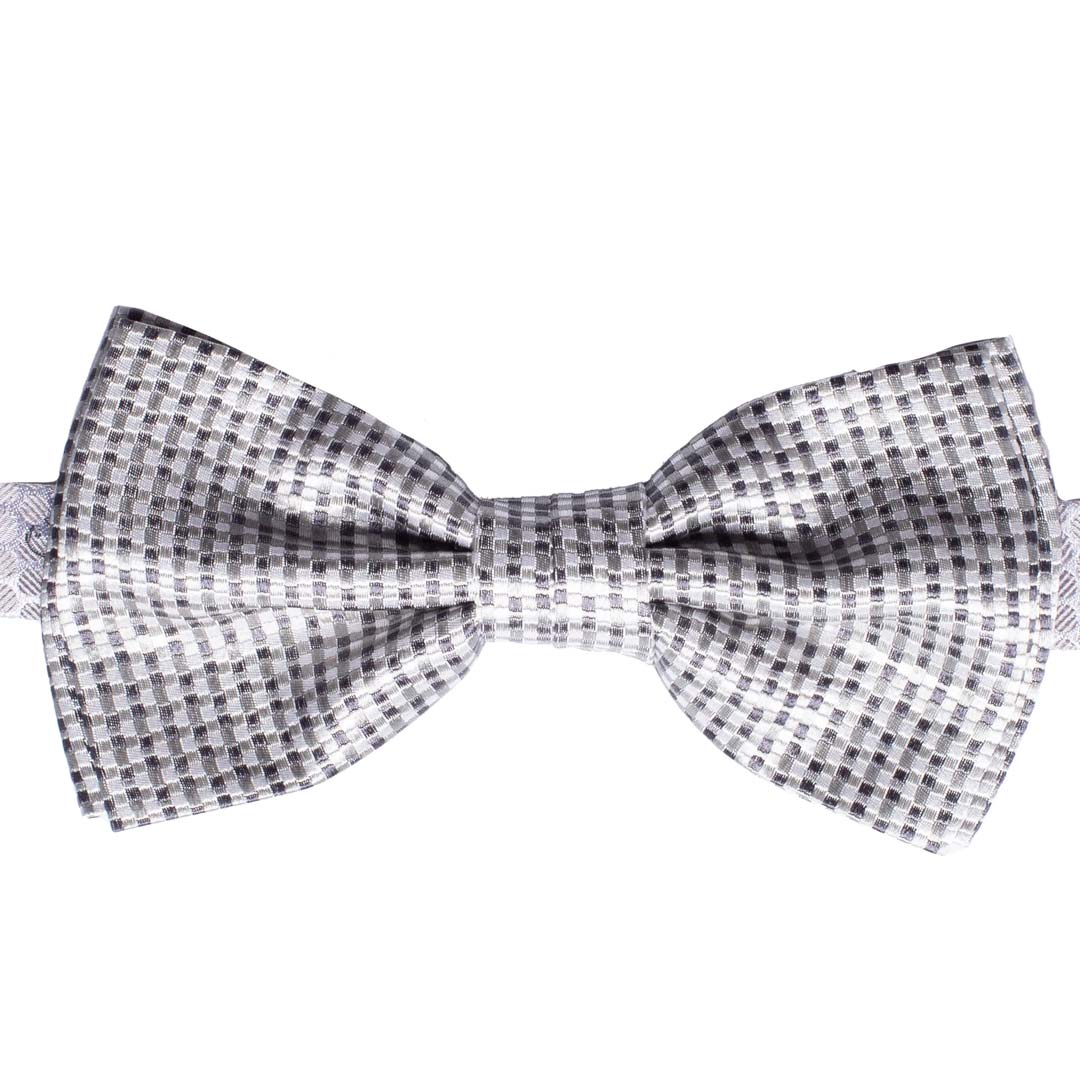 Papillon Uomo da Cerimonia di Seta Fantasia Grigio Argento Grigio Scuro Made in Italy Graffeo Cravatte