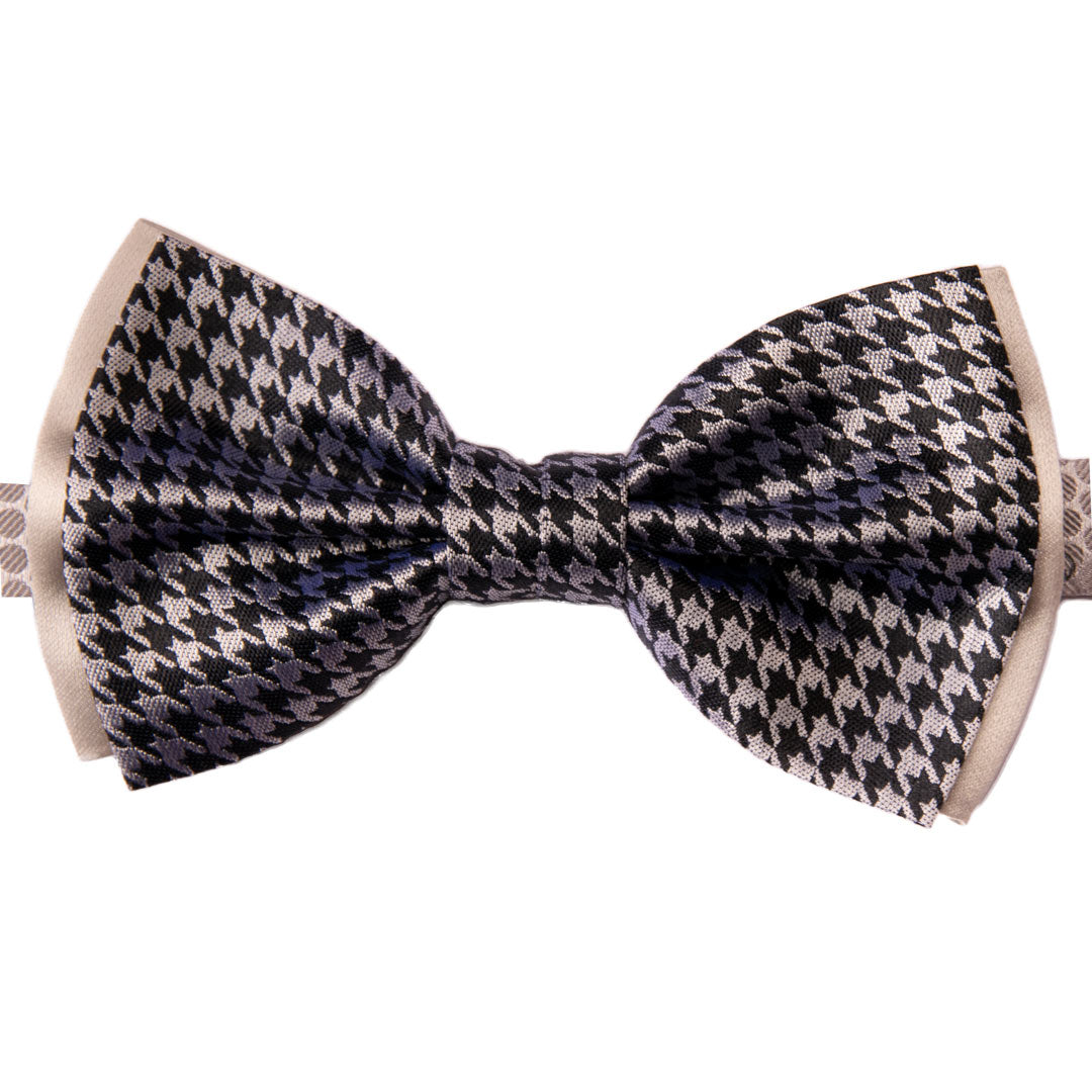 Papillon Uomo da Cerimonia di Seta Pied de Poule Grigio Nero Made in italy Graffeo Cravatte