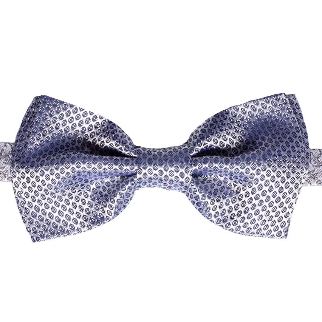 Papillon Uomo da Cerimonia di Seta Grigio Argento Fantasia Tono su Tono Blu Made in Italy graffeo Cravatte