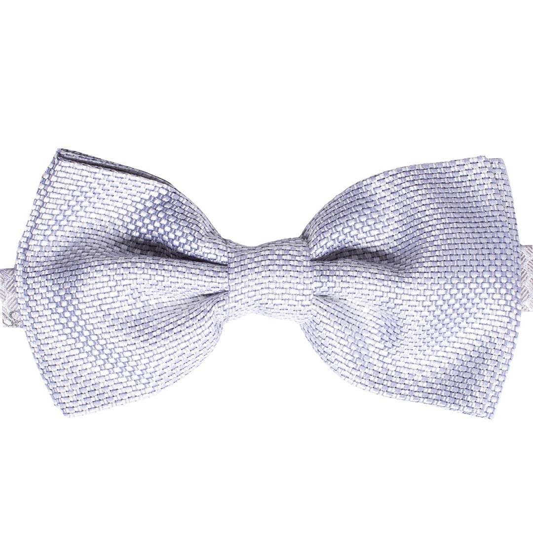 Papillon Uomo da Cerimonia di Seta Grigio Argento Fantasia Tono su Tono Made in Italy Graffeo Cravatte