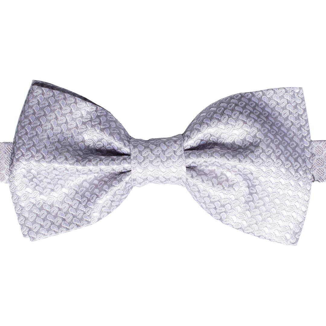 Papillon Uomo da Cerimonia di Seta Grigio Argento Fantasia Tono su Tono Made in Italy Graffeo Cravatte