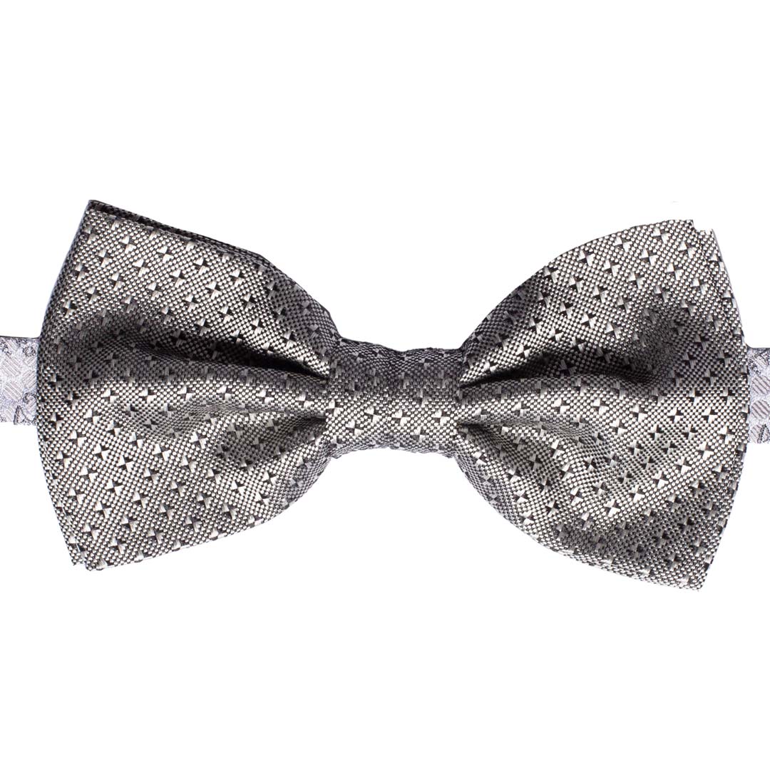 Papillon Uomo da Cerimonia di Seta Grigio Fantasia Tono su Tono Nero Made in Italy Graffeo Cravatte