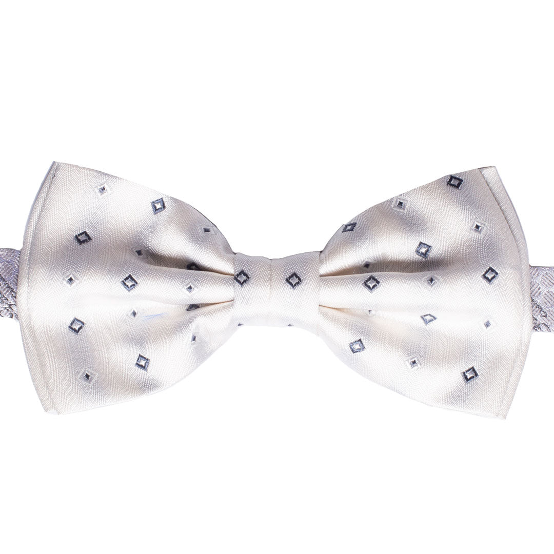 Papillon Uomo da Cerimonia di Seta Grigio Perla Fantasia Grigio Scuro Made in Italy Graffeo Cravatte