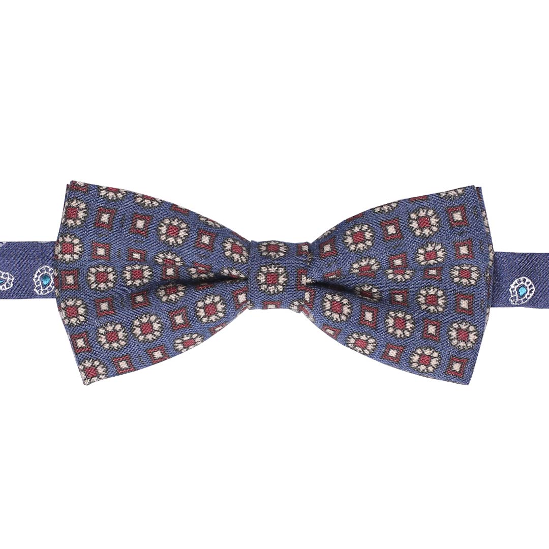 Papillon Uomo di Lana Blu Navy Micro Fantasia Beige Bordeaux Made in Italy Graffeo Cravatte