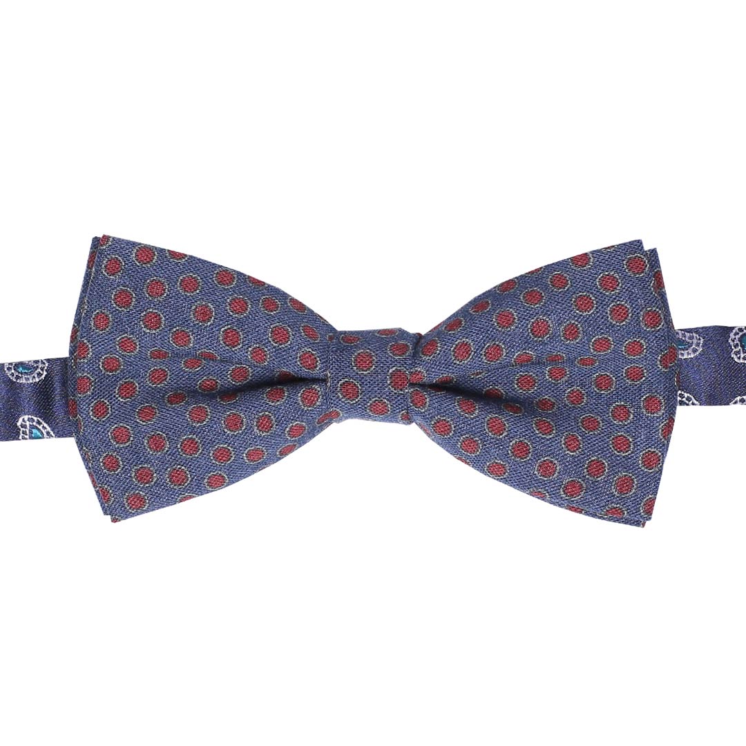 Papillon Uomo di Lana Blu con Pois Bordeaux Made in Italy Graffeo Cravatte