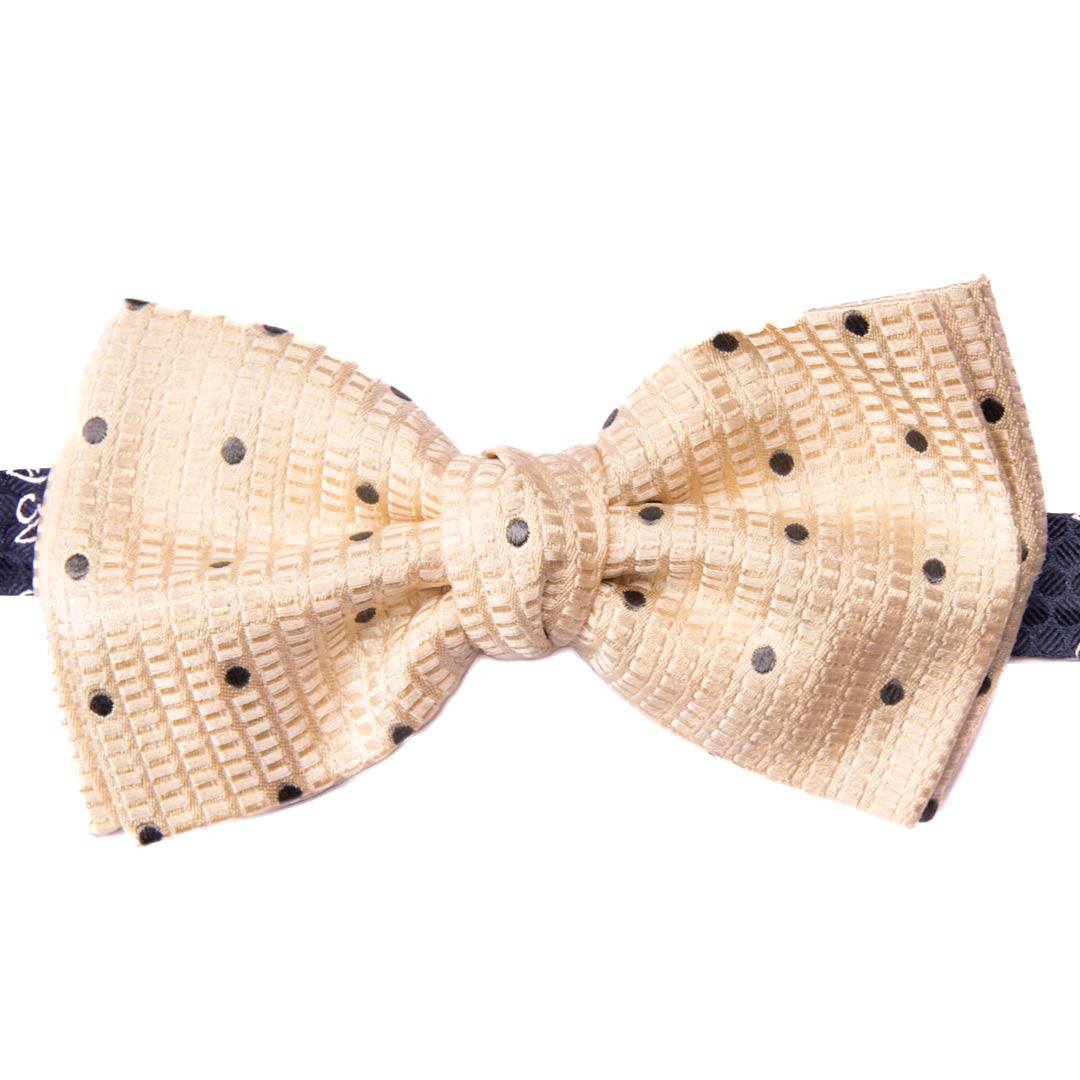 Papillon Uomo di Seta Avorio a Pois Grigi Made in Italy Graffeo Cravatte