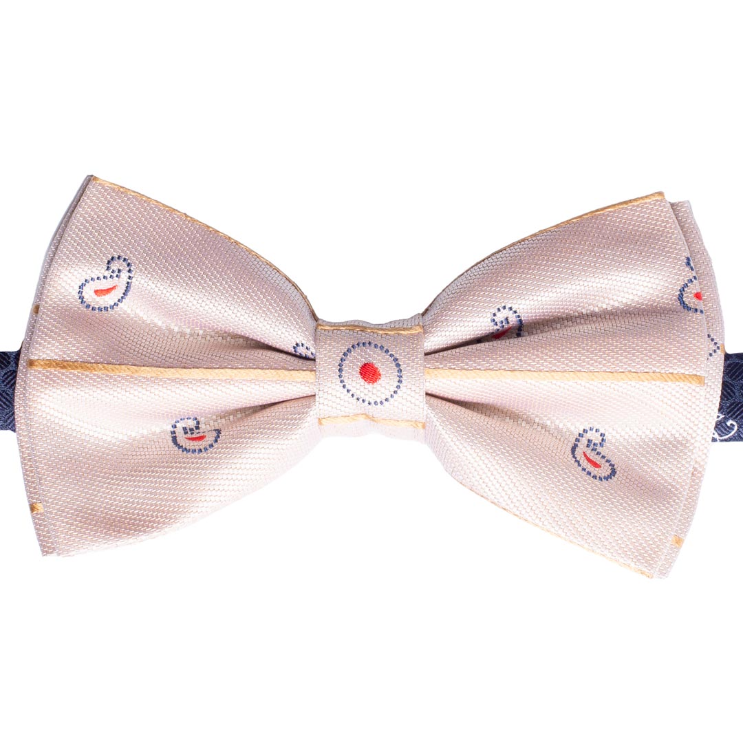 Papillon Uomo di Seta Beige chiaro Fantasia Blu Arancione Made in Italy Graffeo Cravatte