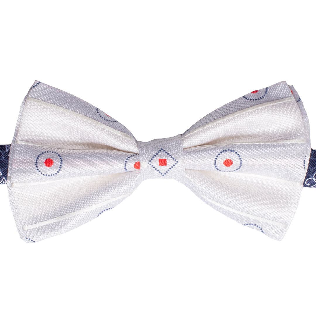 Papillon Uomo di Seta Bianco Fantasia Blu Rosso Made in Italy graffeo Cravatte