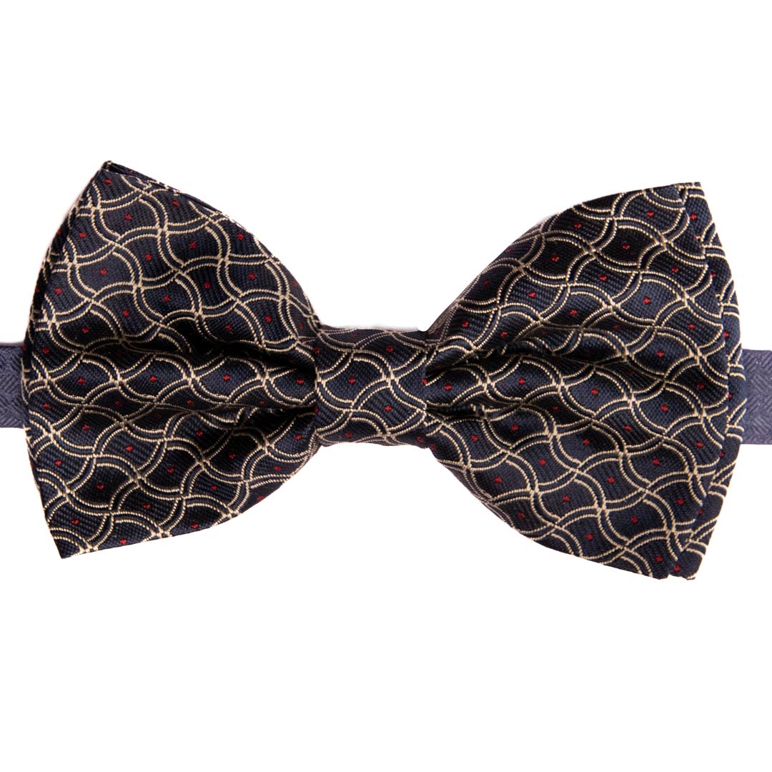 Papillon Uomo di Seta Blu Fantasia Beige Rossa Made in italy Graffeo Cravatte