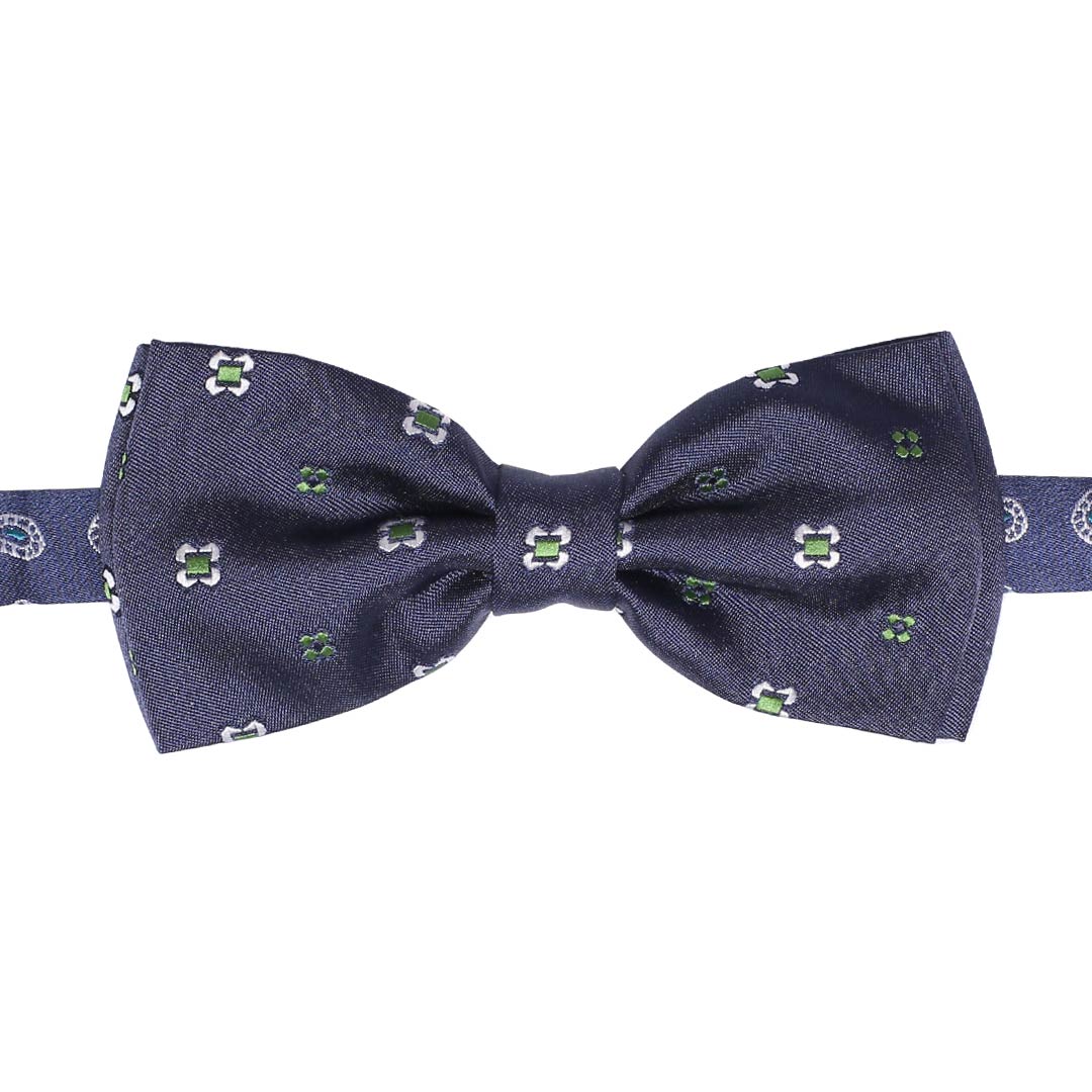 Papillon Uomo di Seta Blu Fantasia Bianco Verde Made in Italy Graffeo Cravatte