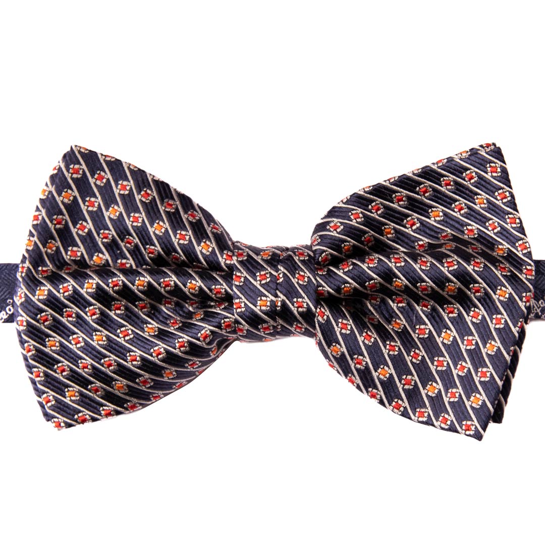 Papillon Uomo di Seta Blu Fantasia Grigia Argento Rossa Arancione Made in Italy Graffeo Cravatte