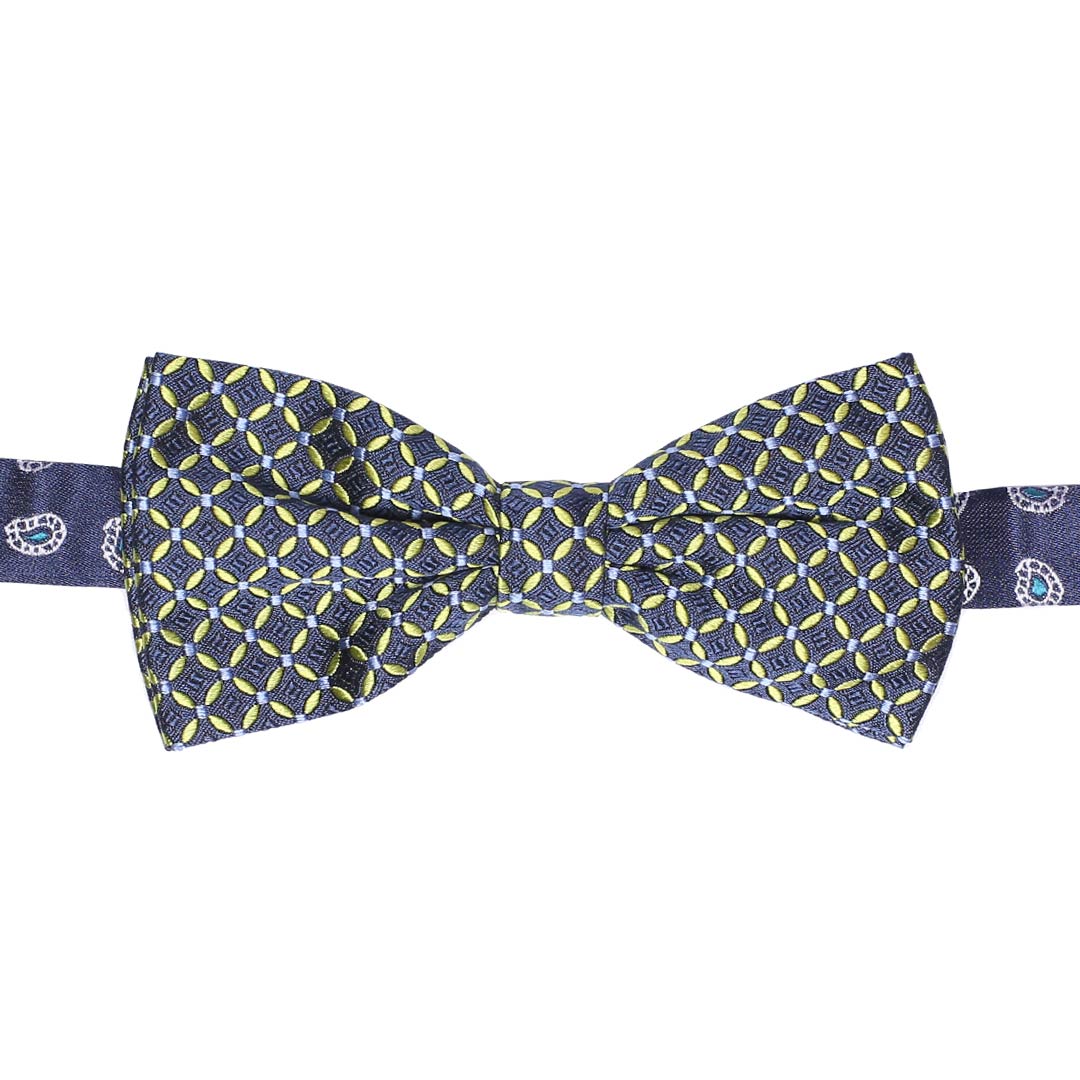 Papillon Uomo di Seta Blu Fantasia Verde Celeste Made in Italy Graffeo Cravatte