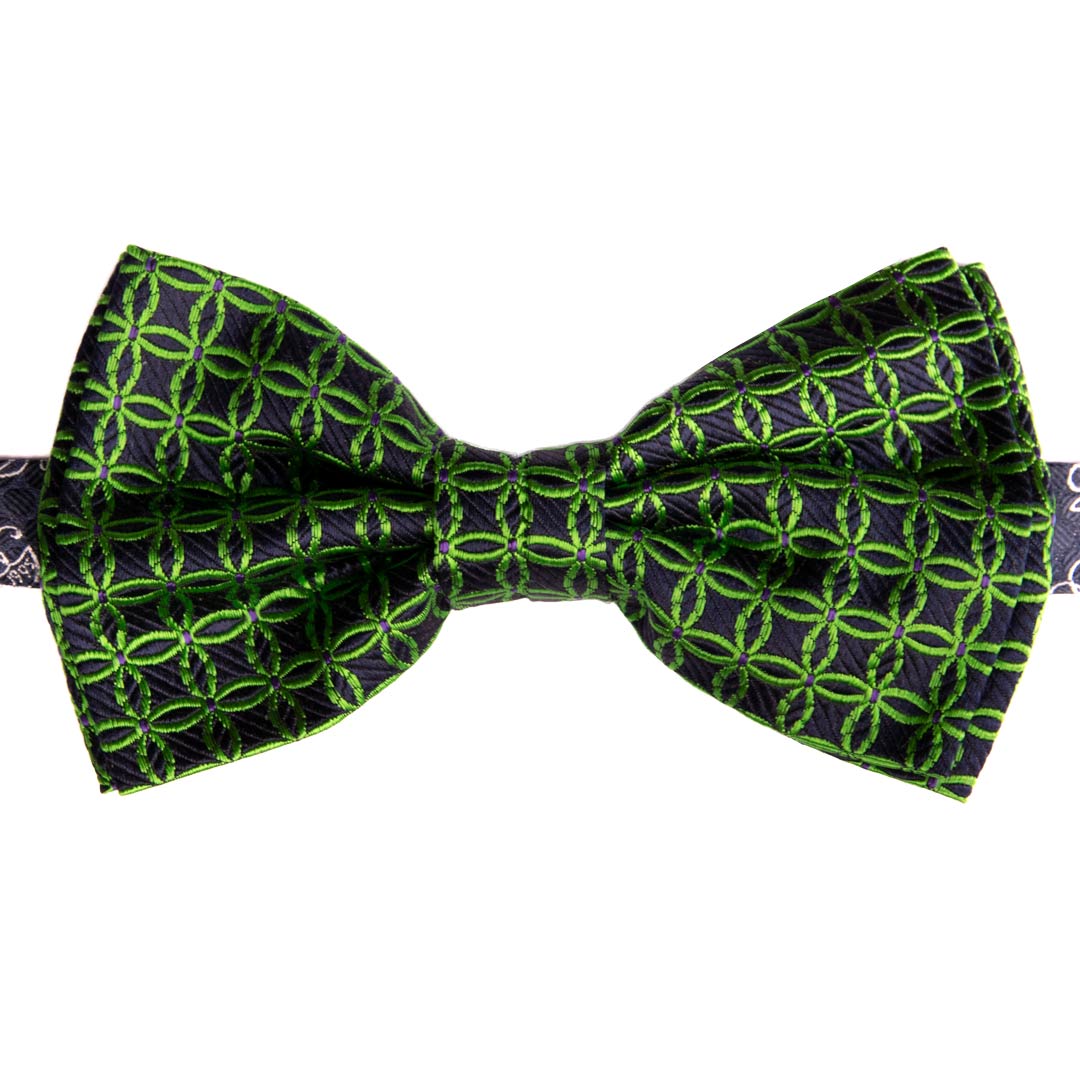 Papillon Uomo di Seta Blu Fantasia Verde Viola Made in Italy Graffeo Cravatte