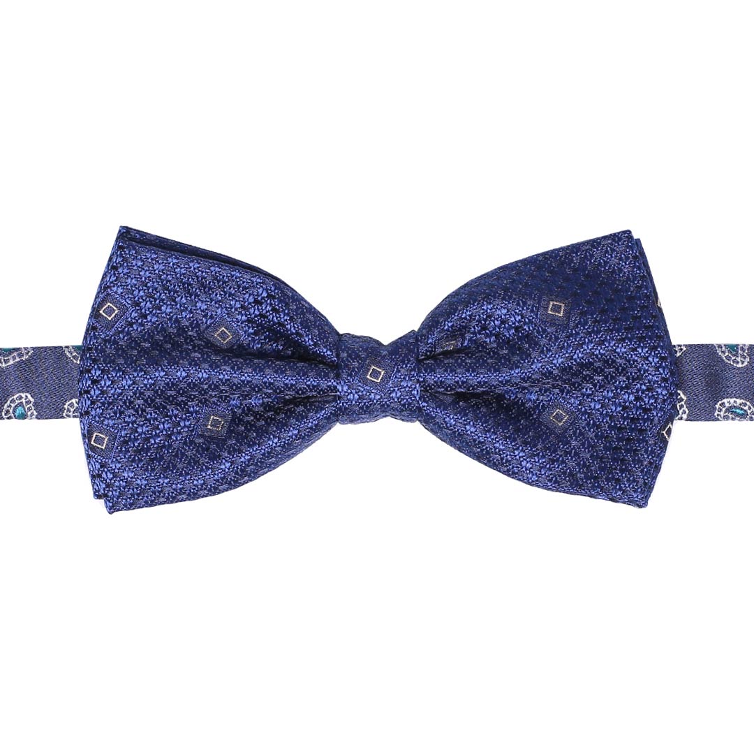 Papillon Uomo di Seta Bluette Fantasia Blu Beige Made in Italy Graffeo Cravatte