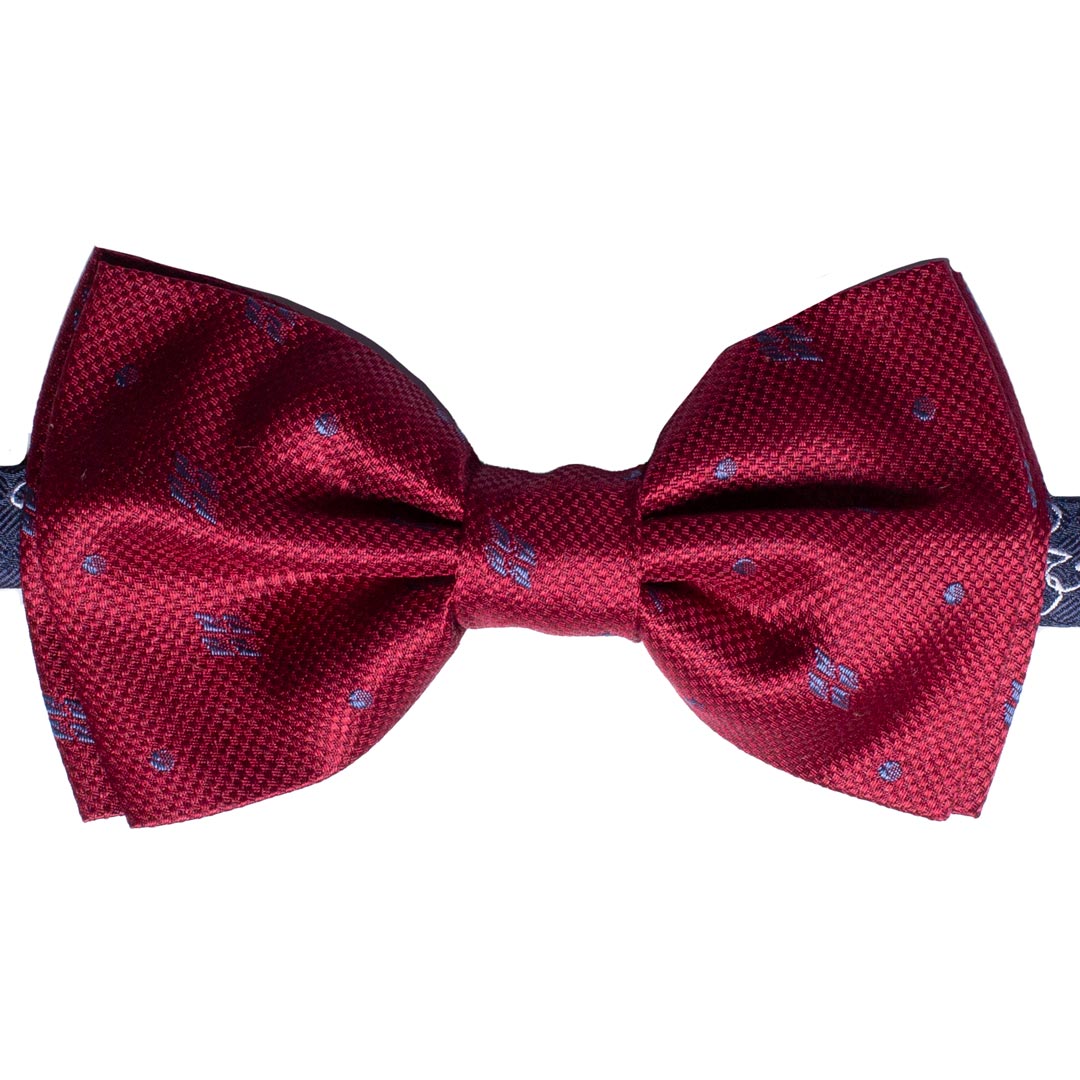 Papillon Uomo di Seta Bordeaux Fantasia Blu Avio Made in Italy graffeo Cravatte
