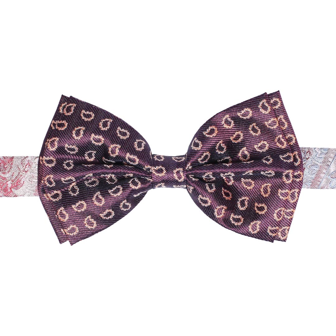 Papillon Uomo di Seta Bordeaux Paisley Arancione Bianco Made in Italy Graffeo Cravatte