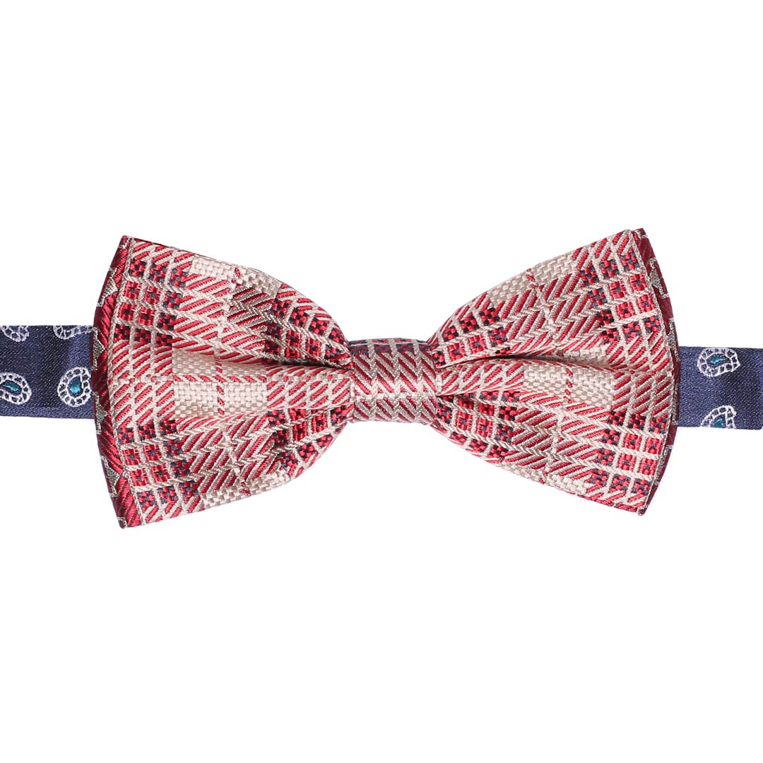 Papillon Uomo di Seta Fantasia Beige Rosso Blu Made in Italy Graffeo Cravatte