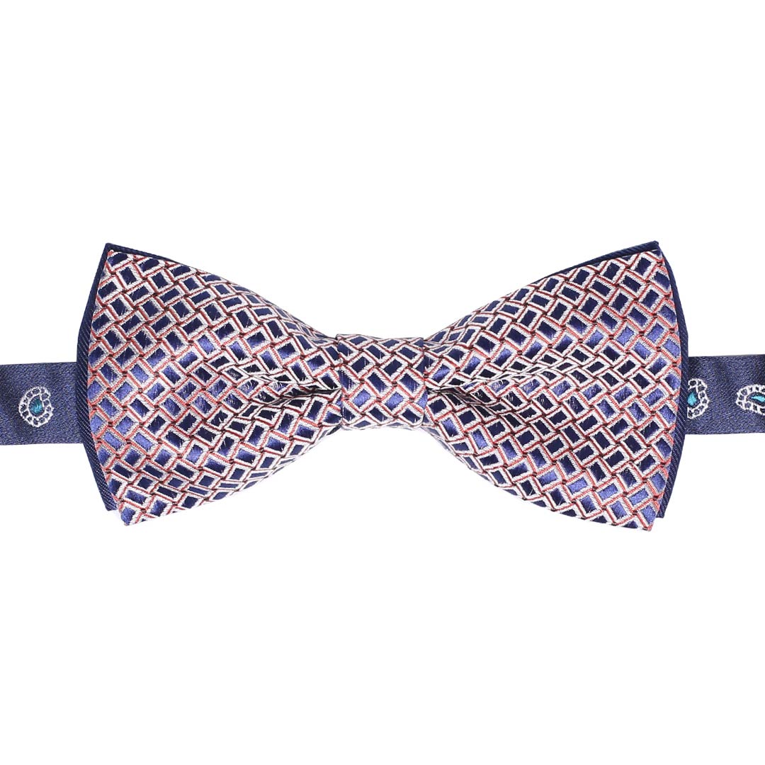 Papillon Uomo di Seta Fantasia Bianco Bluette Arancione Made in Italy Graffeo Cravatte