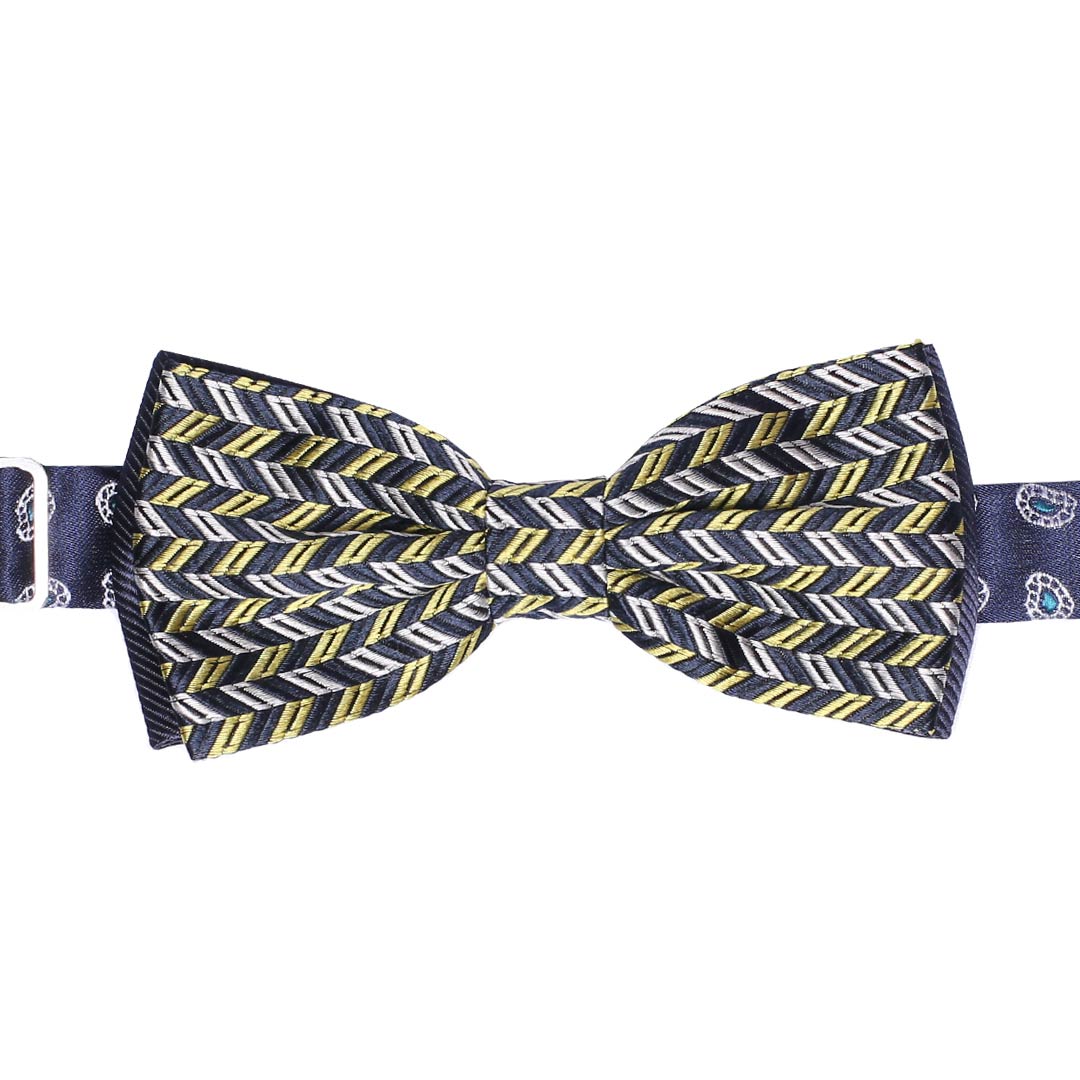 Papillon Uomo di Seta Fantasia Blu Bianca Gialla Made in Italy Graffeo Cravatte