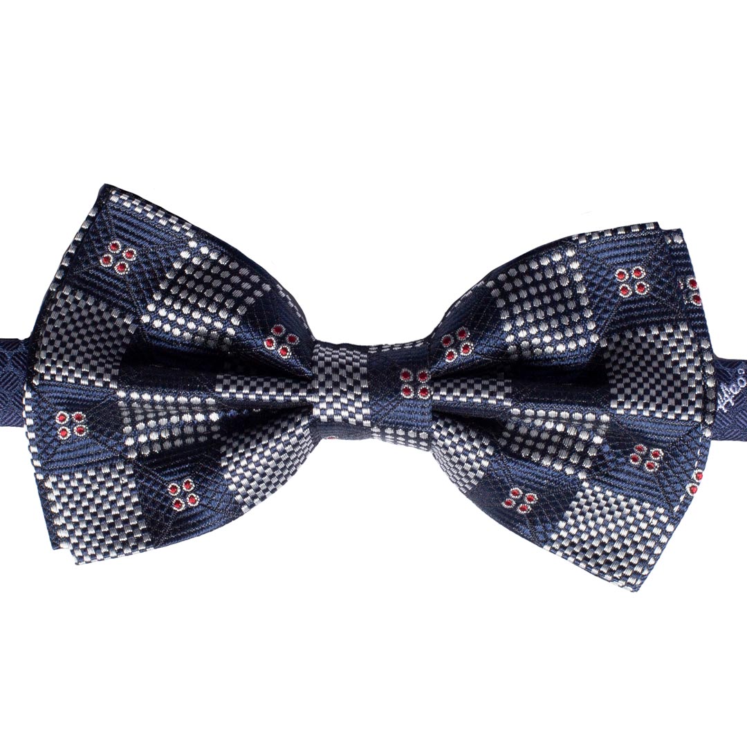 Papillon Uomo di Seta Fantasia Blu Grigio Argento Bordeaux Made in Italy Graffeo Cravatte