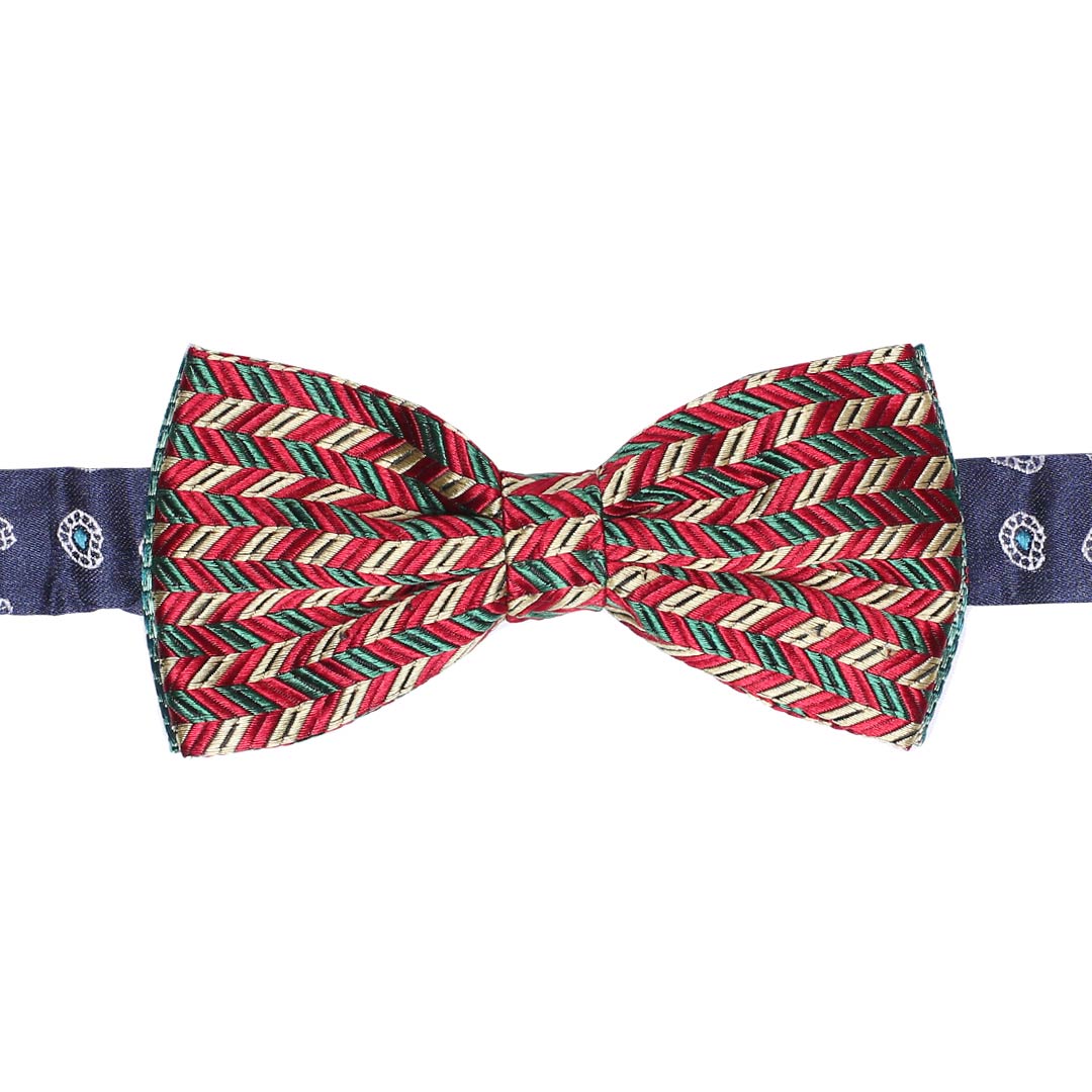 Papillon Uomo di Seta Fantasia Bordeaux Verde Giallo Made in Italy Graffeo Cravatte