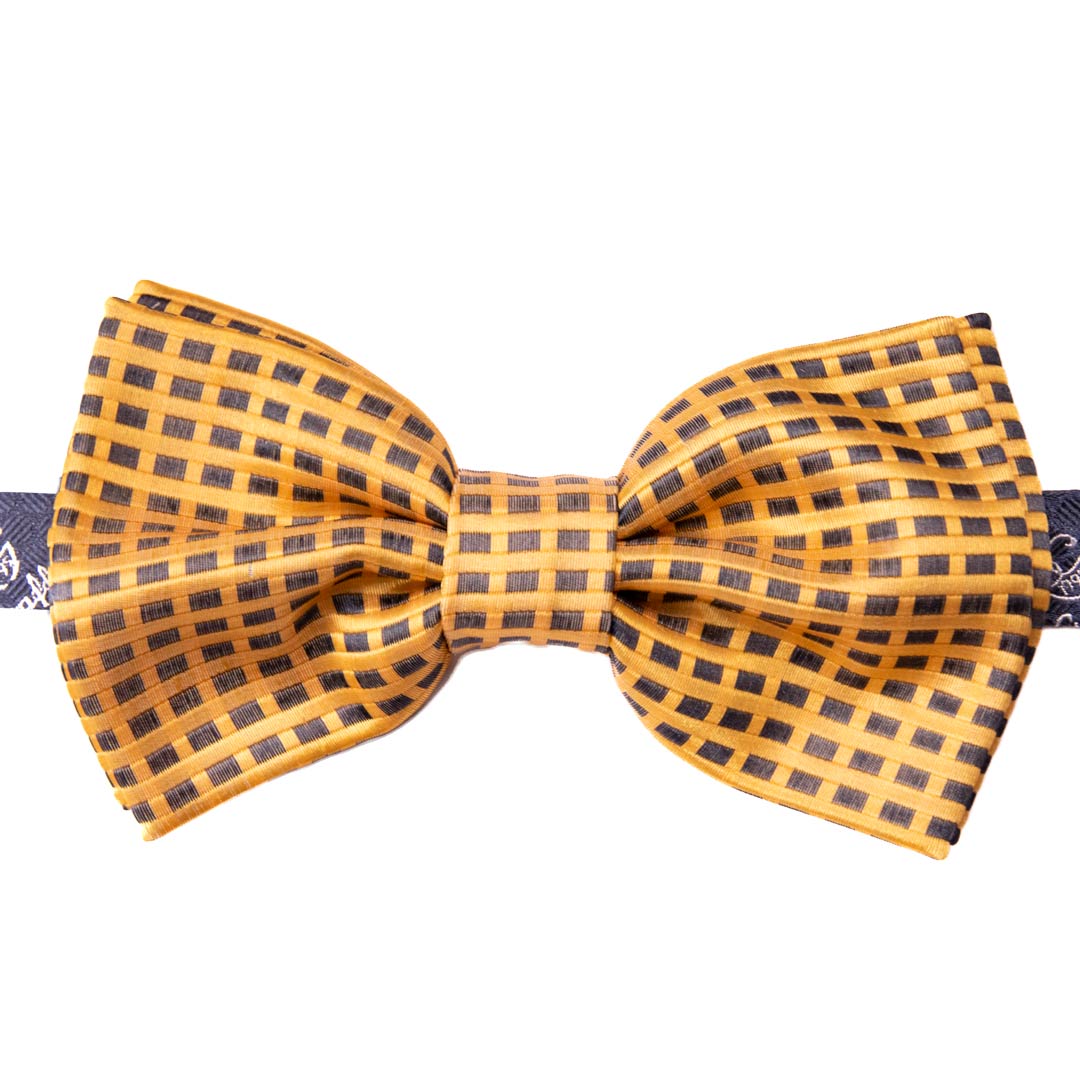 Papillon Uomo di Seta Giallo Fantasia Blu Made in Italy Graffeo Cravatte