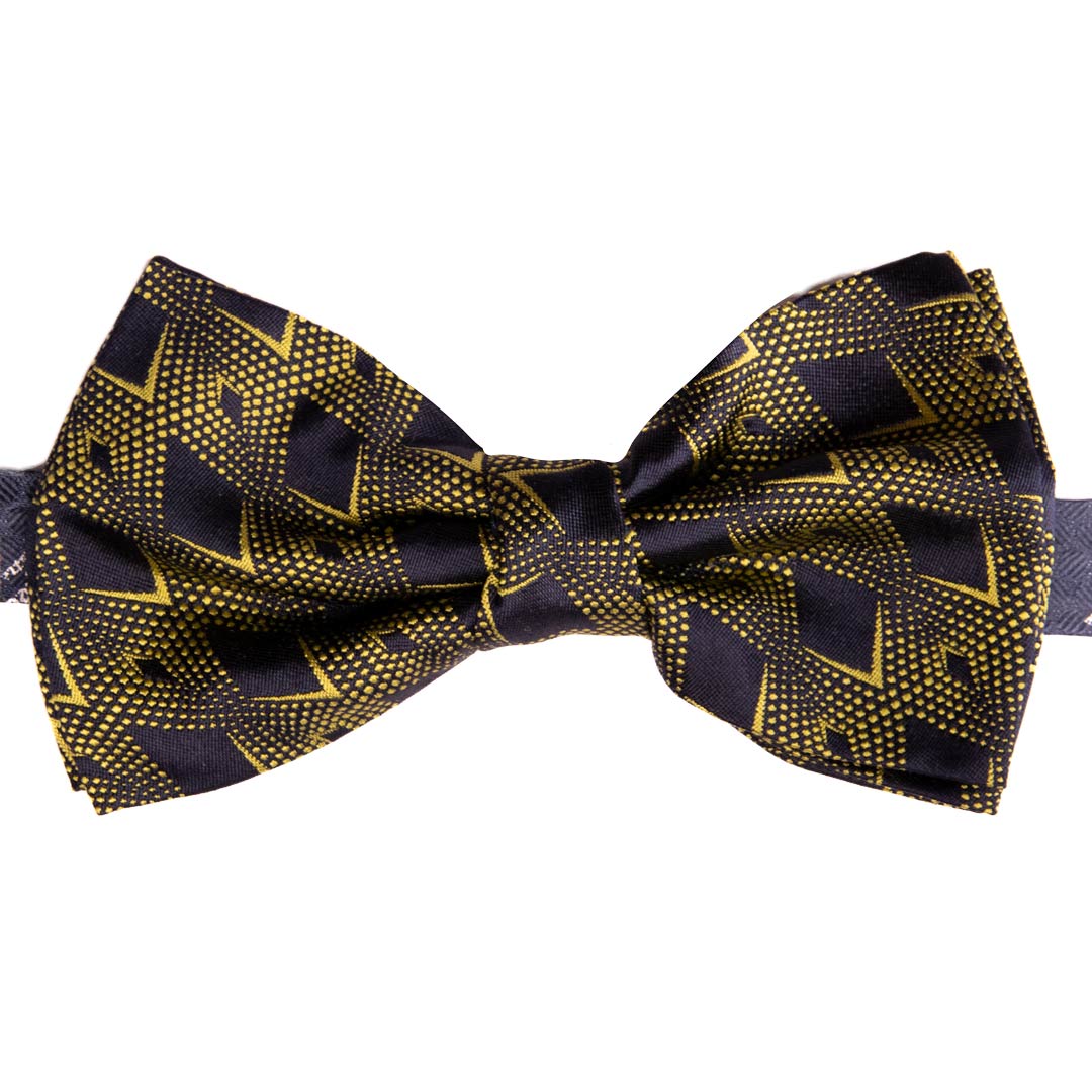 Papillon Uomo di Seta Giallo Fantasia Blu Made in Italy Graffeo Cravatte